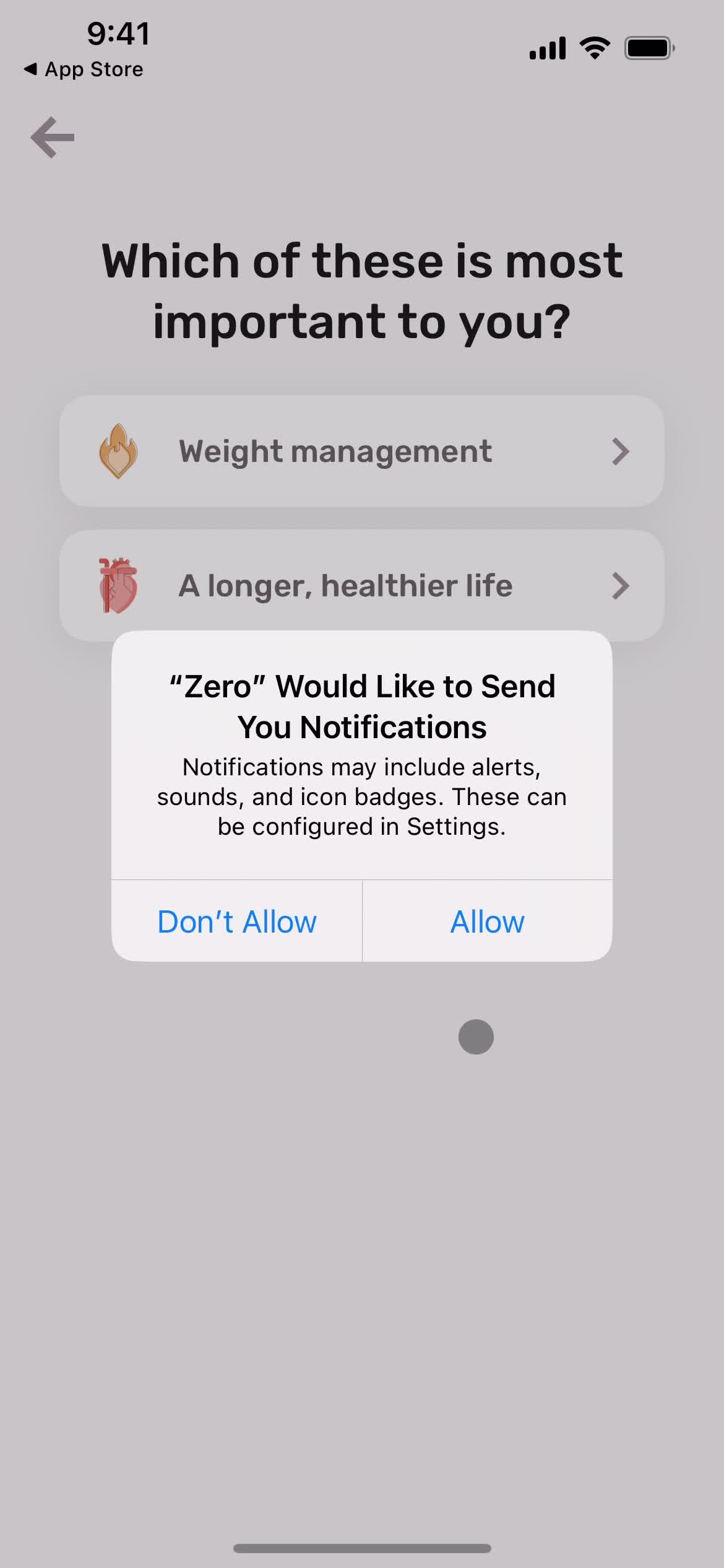 Zero enable notifications screenshot