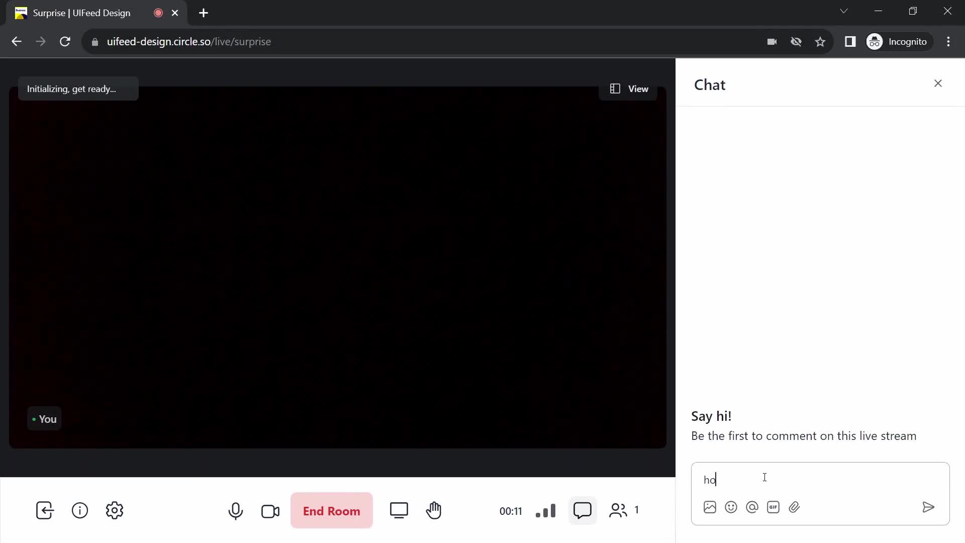 Circle live chat screenshot