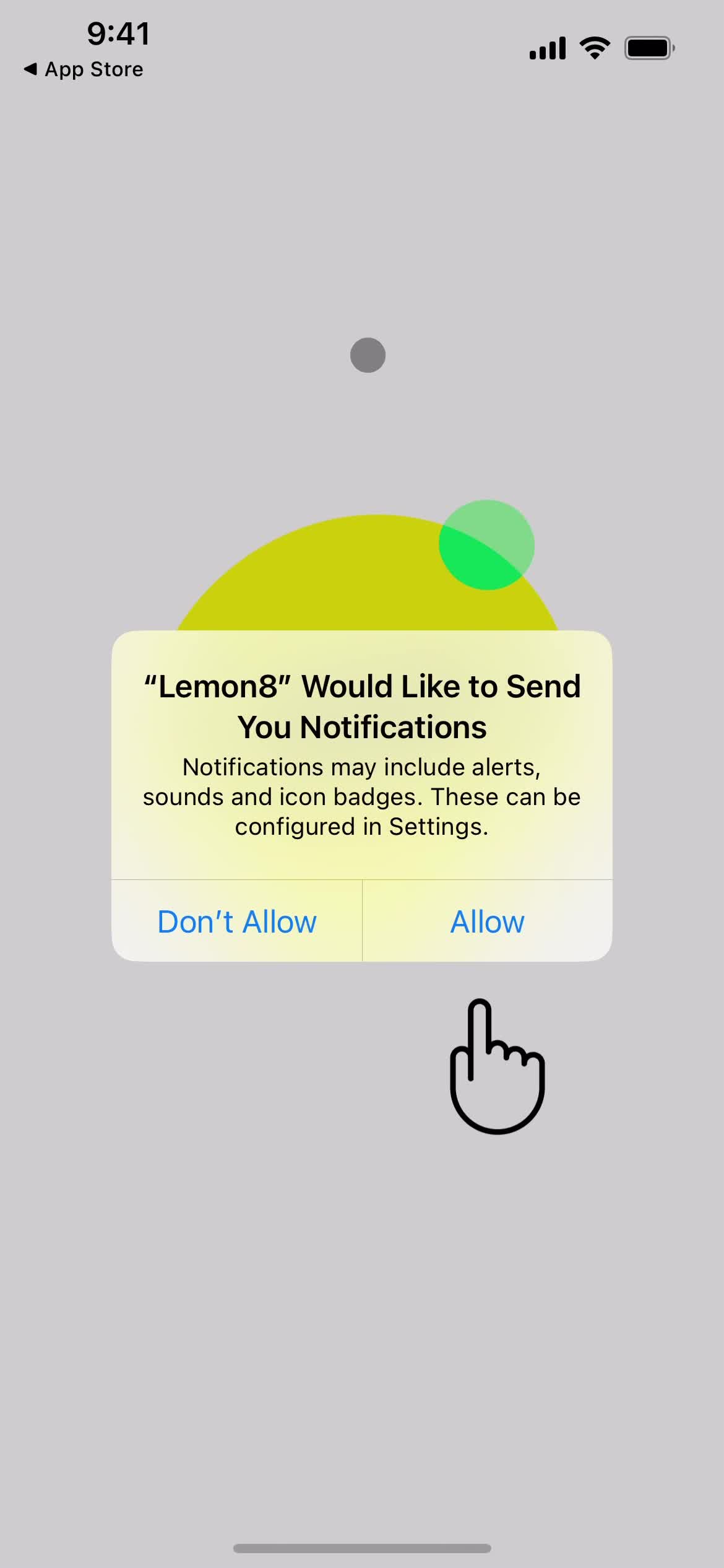Screenshot of Enable notifications on Onboarding on Lemon8 user flow