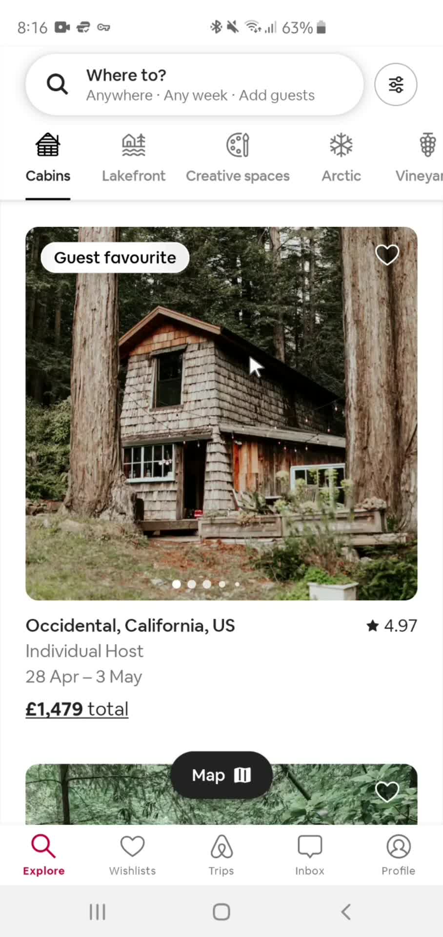 Airbnb home screenshot