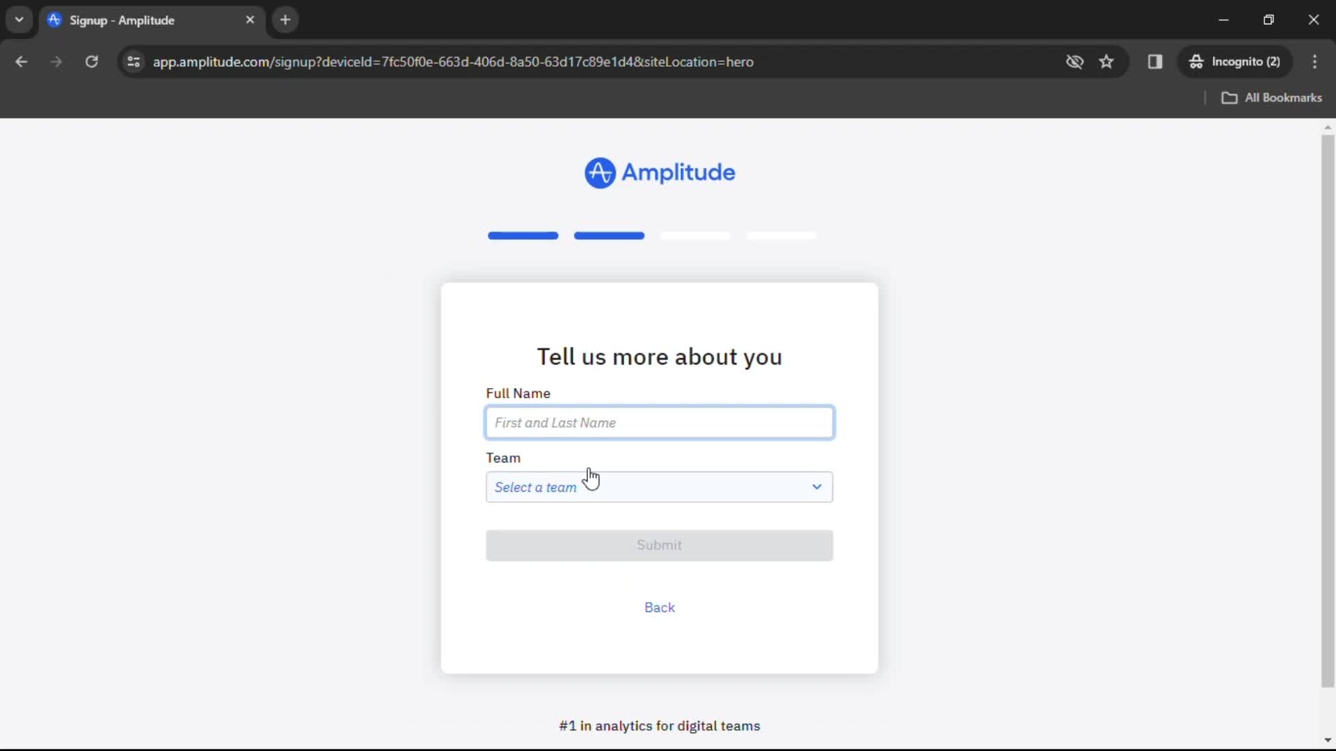 Amplitude enter name screenshot