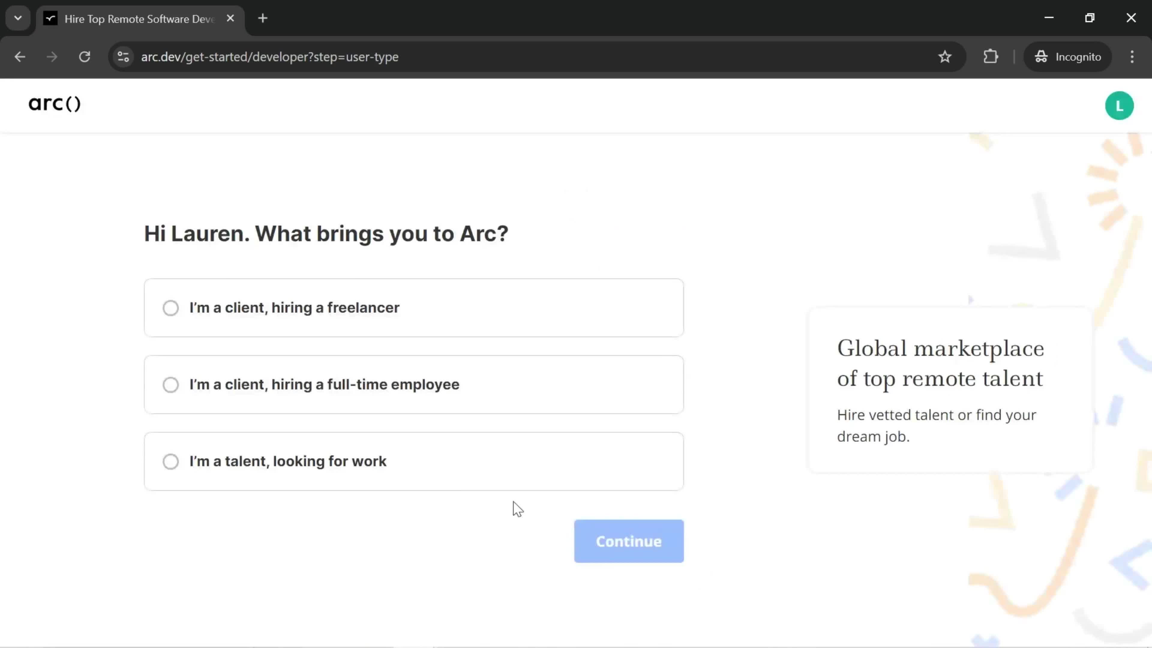 Onboarding screenshot