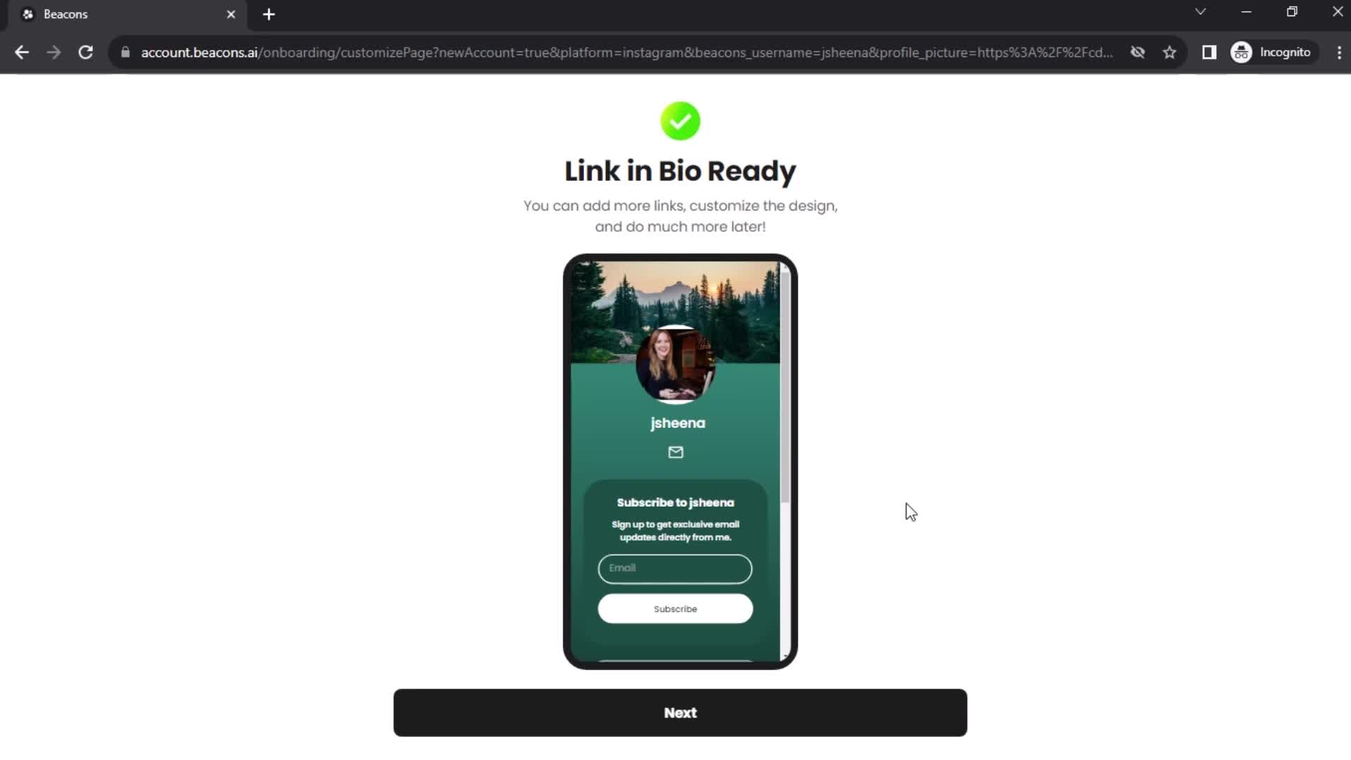 Onboarding screenshot