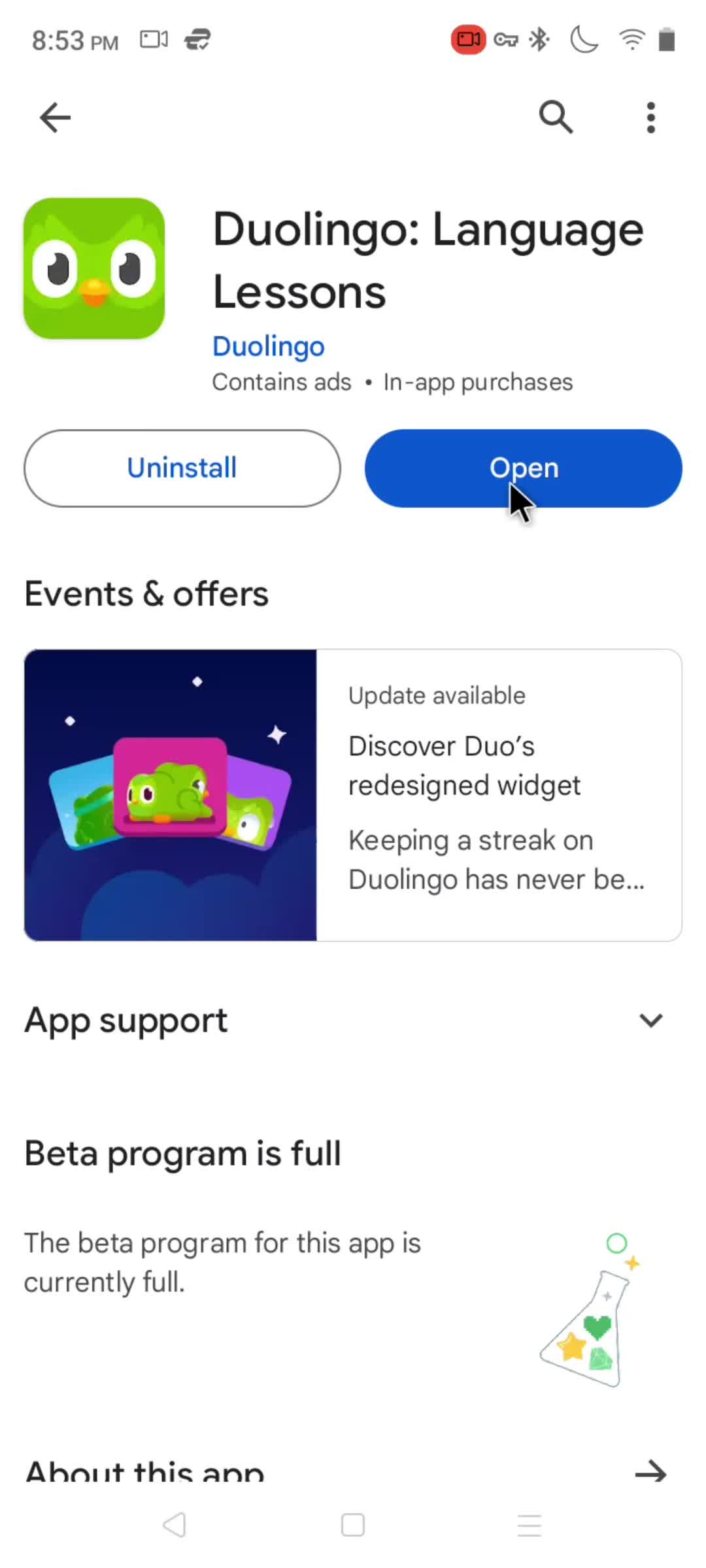 Duolingo play store page screenshot