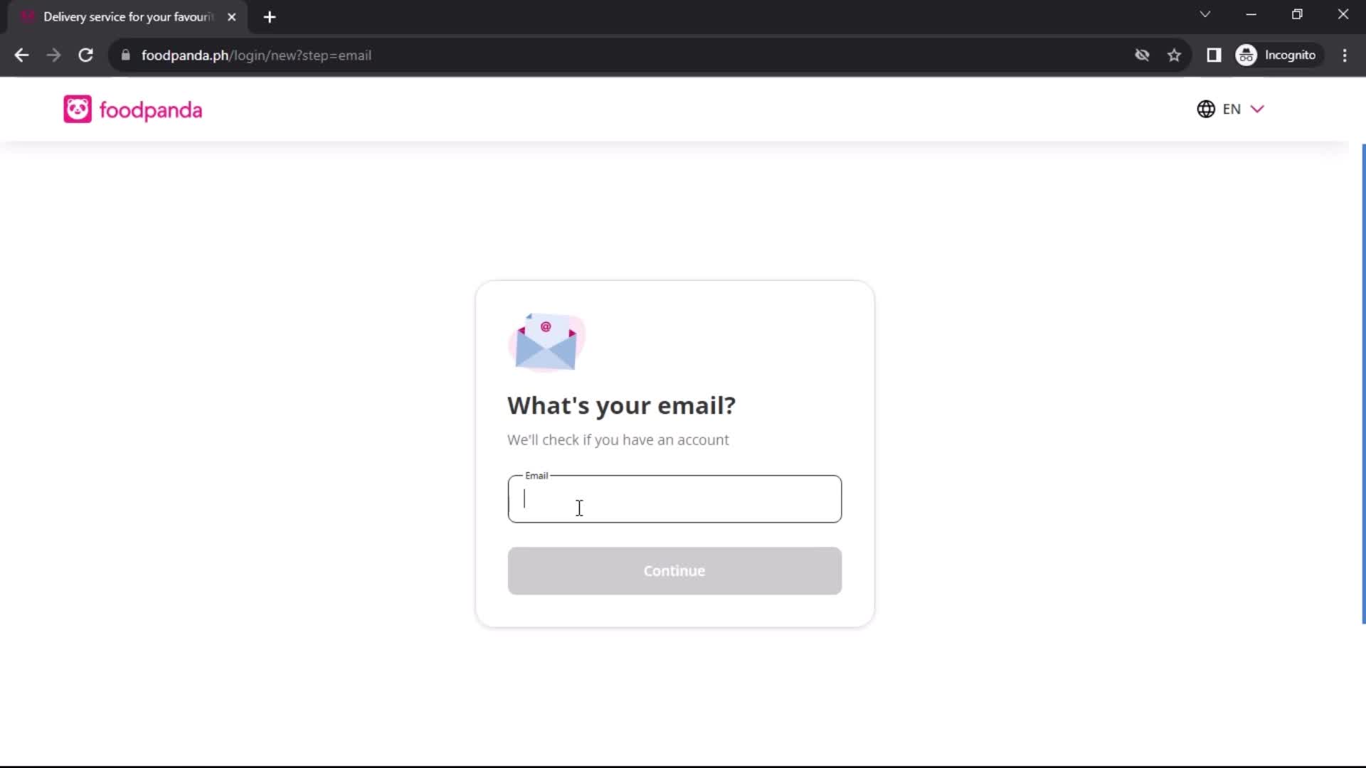 foodpanda enter email screenshot