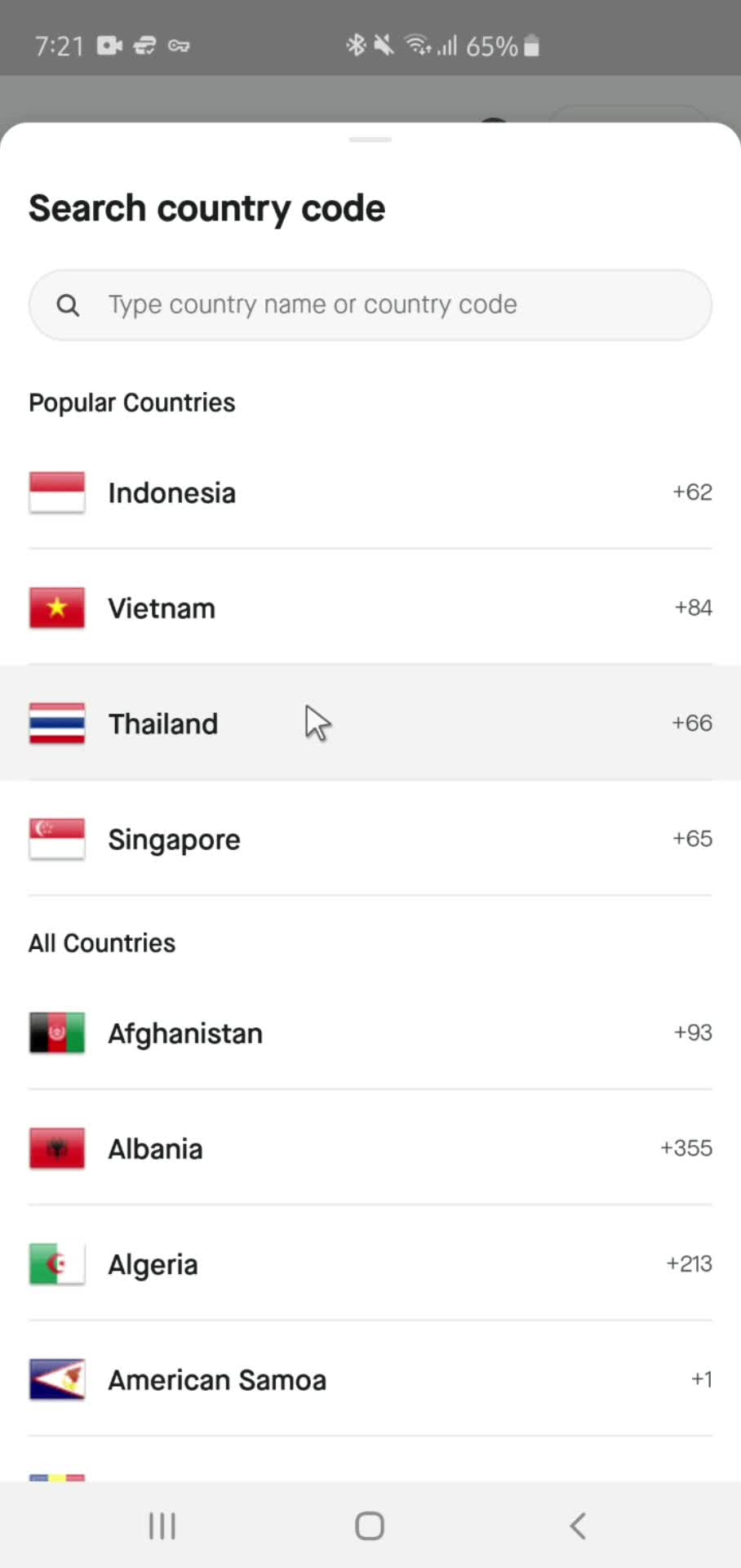 Gojek select country screenshot