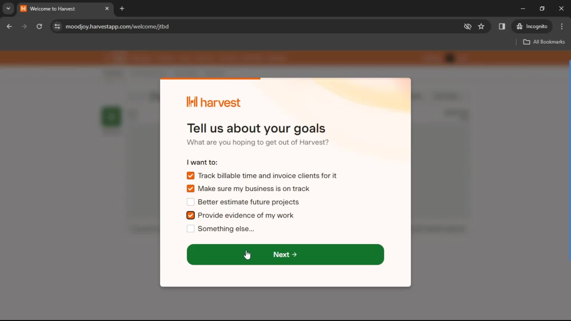 Onboarding screenshot