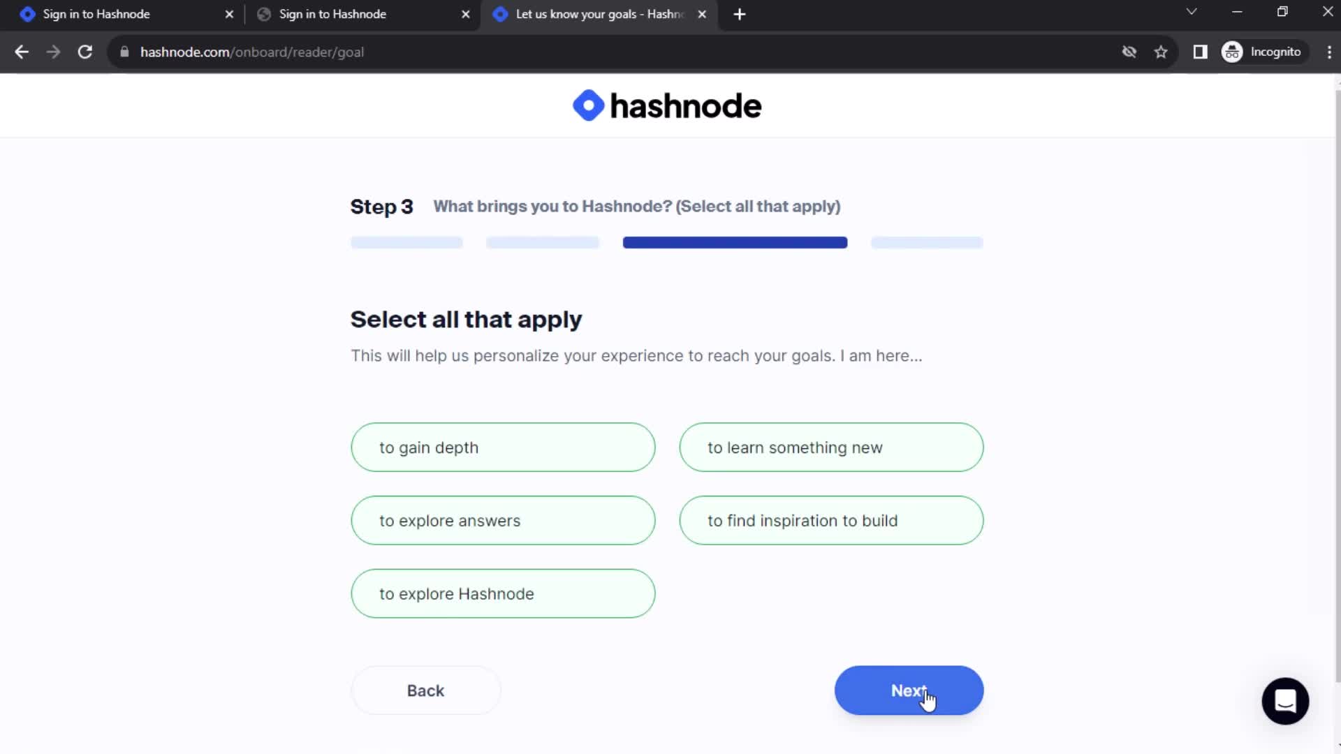 Onboarding screenshot