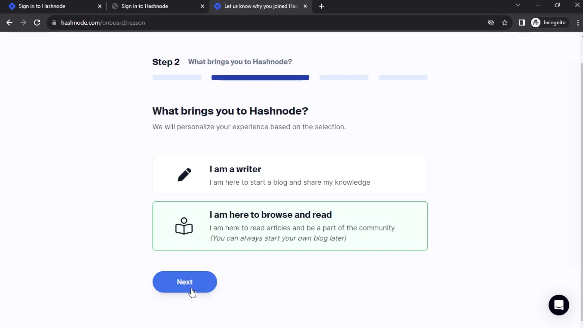 Onboarding screenshot