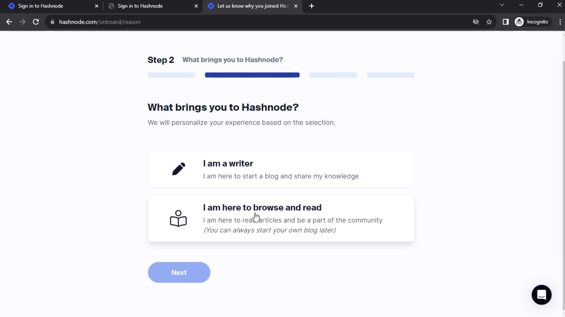 Onboarding screenshot