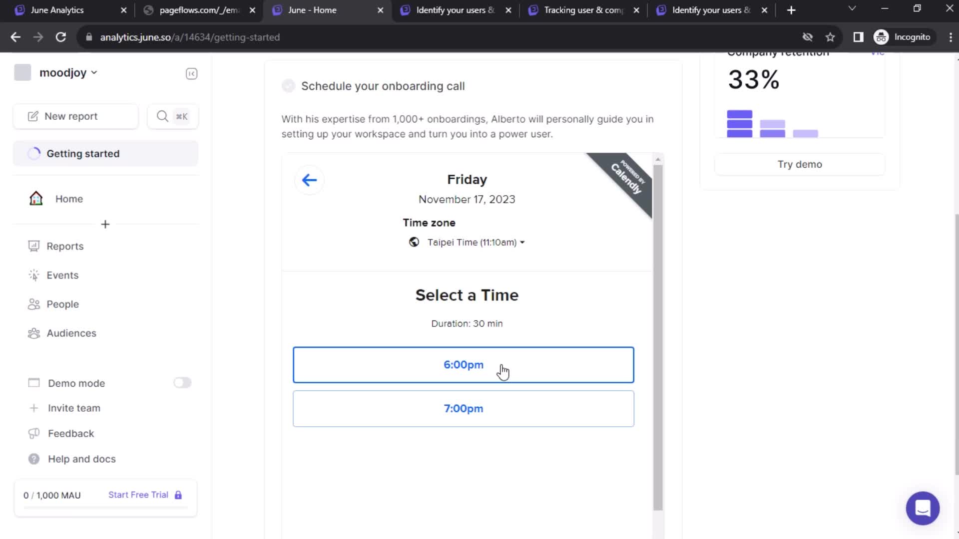 June select time screenshot