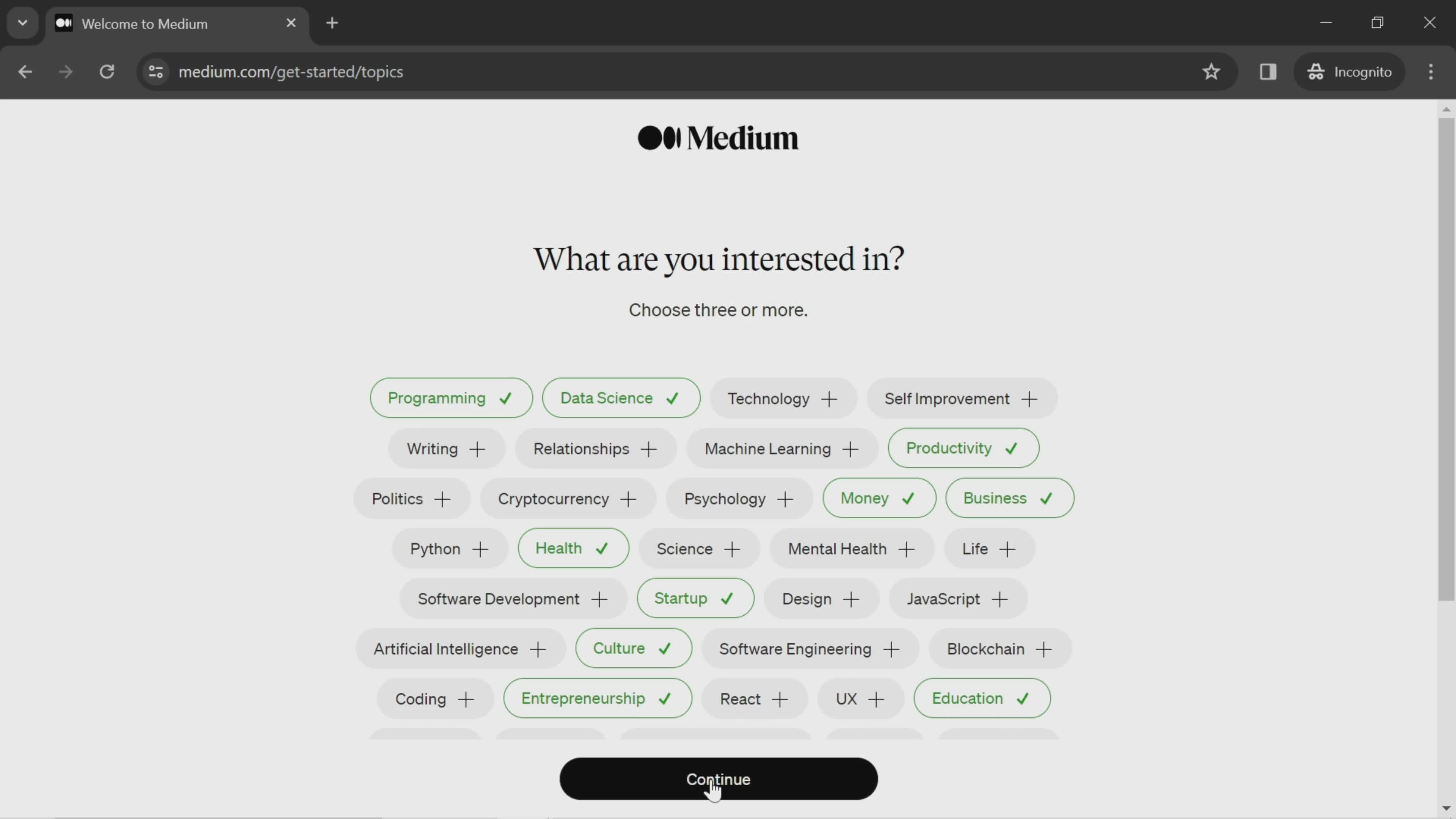 Onboarding screenshot