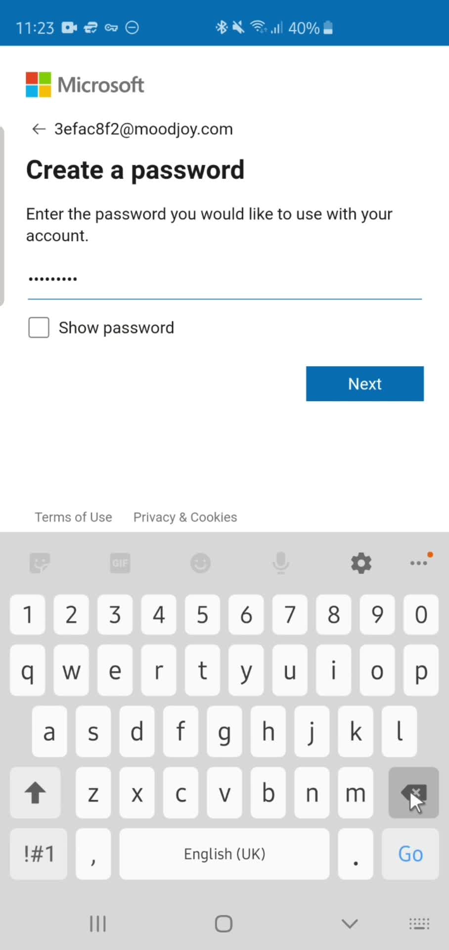 Microsoft Copilot password error screenshot
