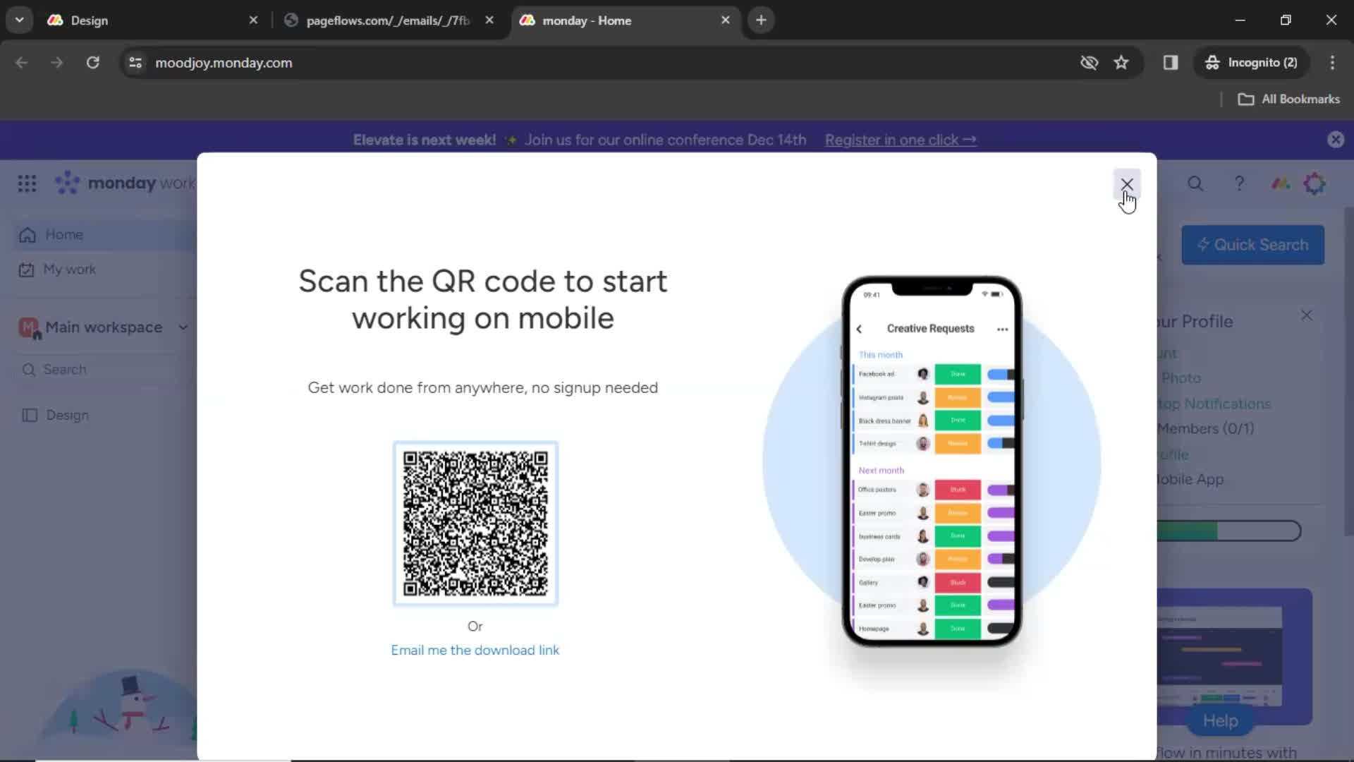 Monday scan qr code screenshot