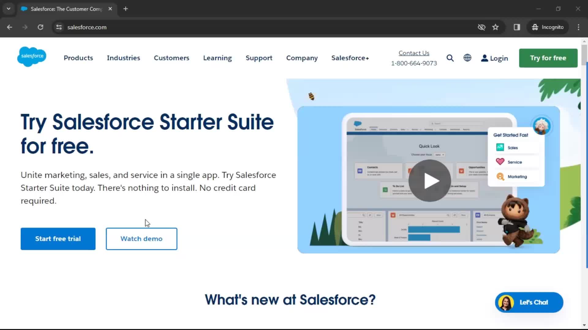 Salesforce homepage screenshot