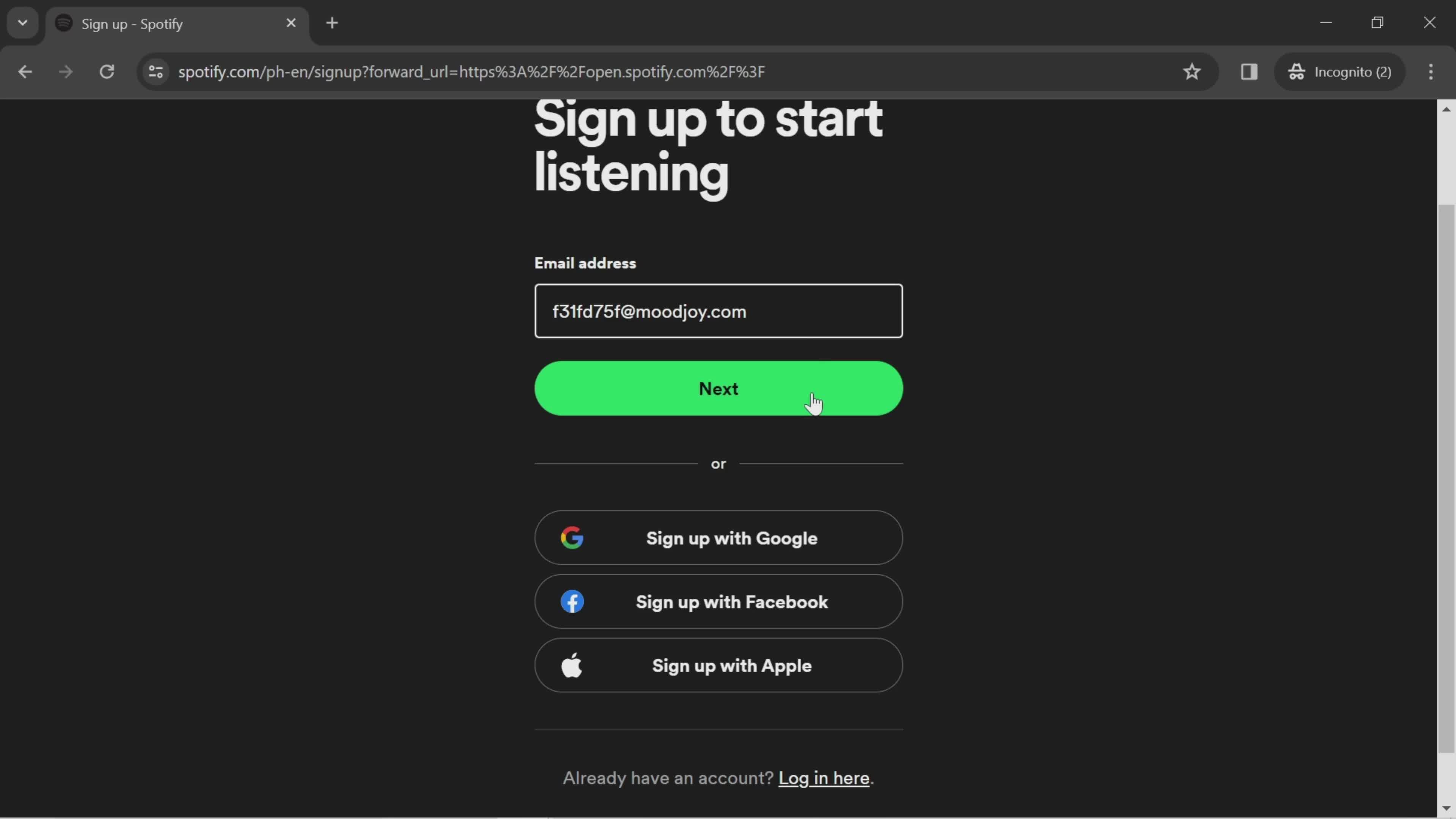 Spotify continue screenshot
