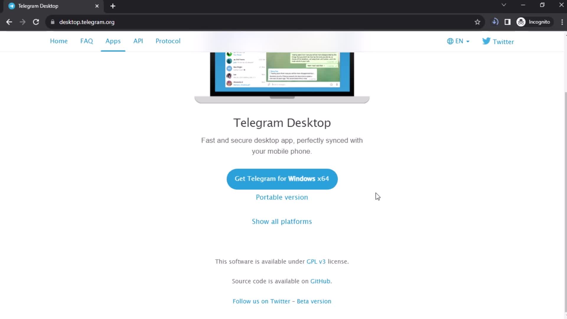 Telegram downloading screenshot