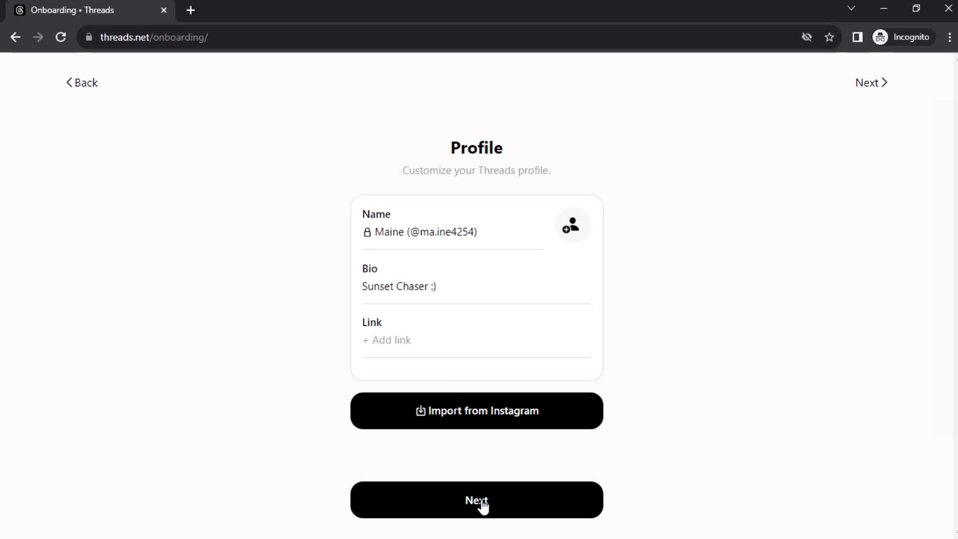 Onboarding screenshot