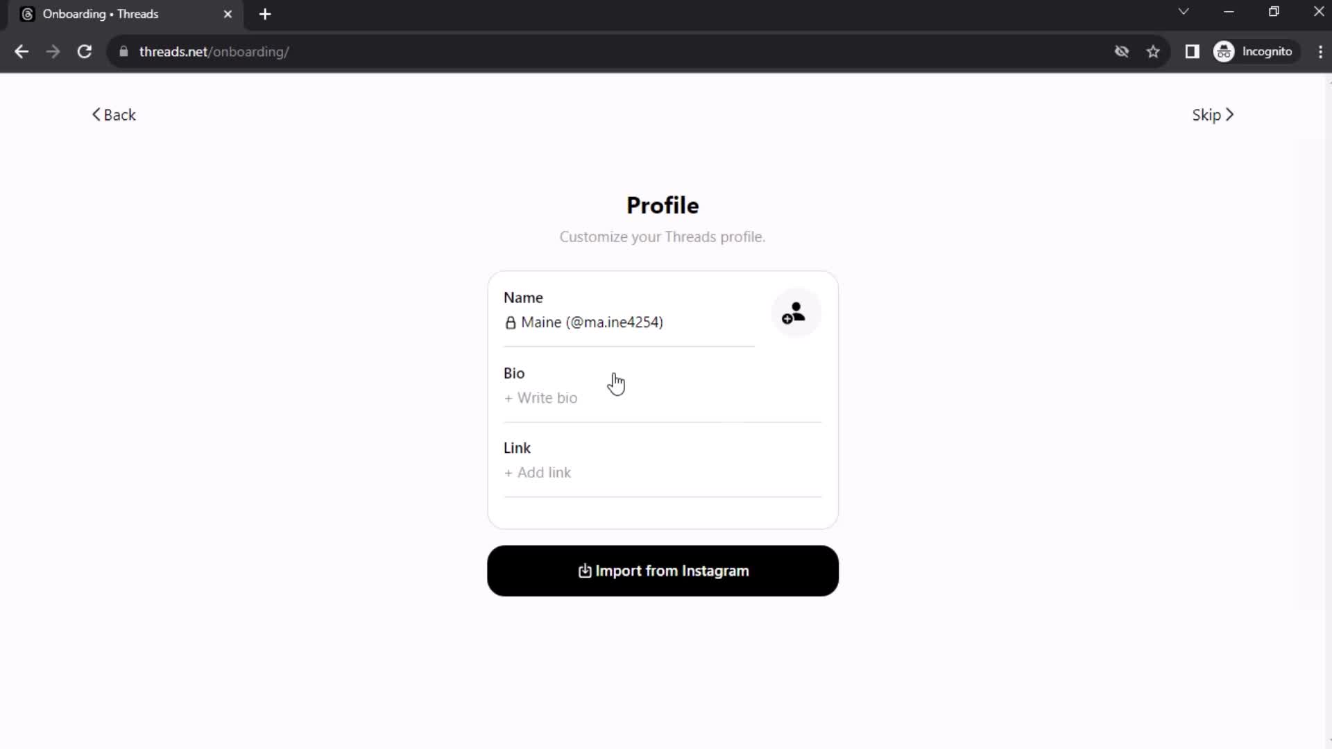 Onboarding screenshot