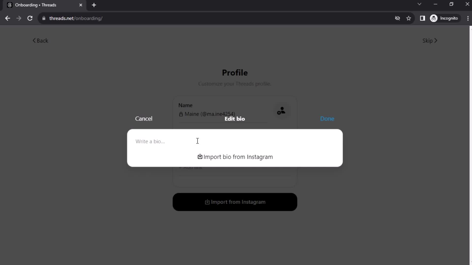 Onboarding screenshot