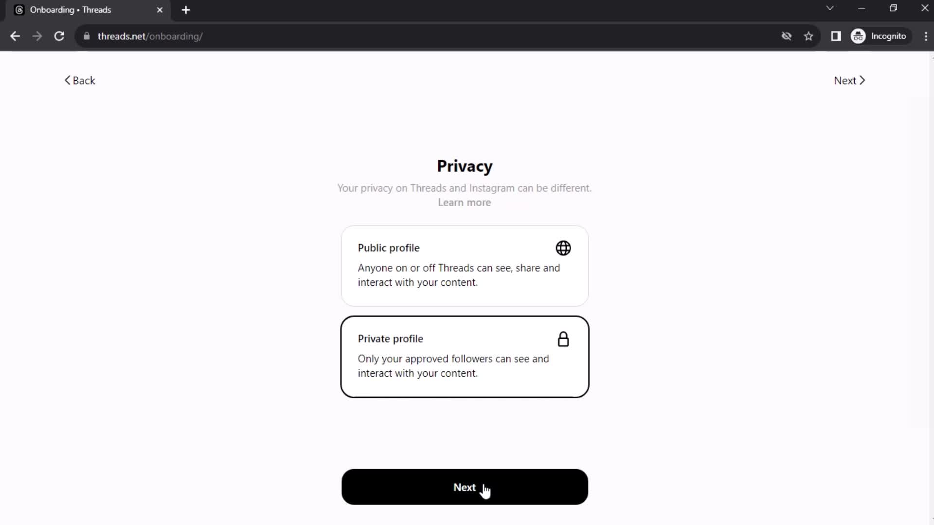 Onboarding screenshot