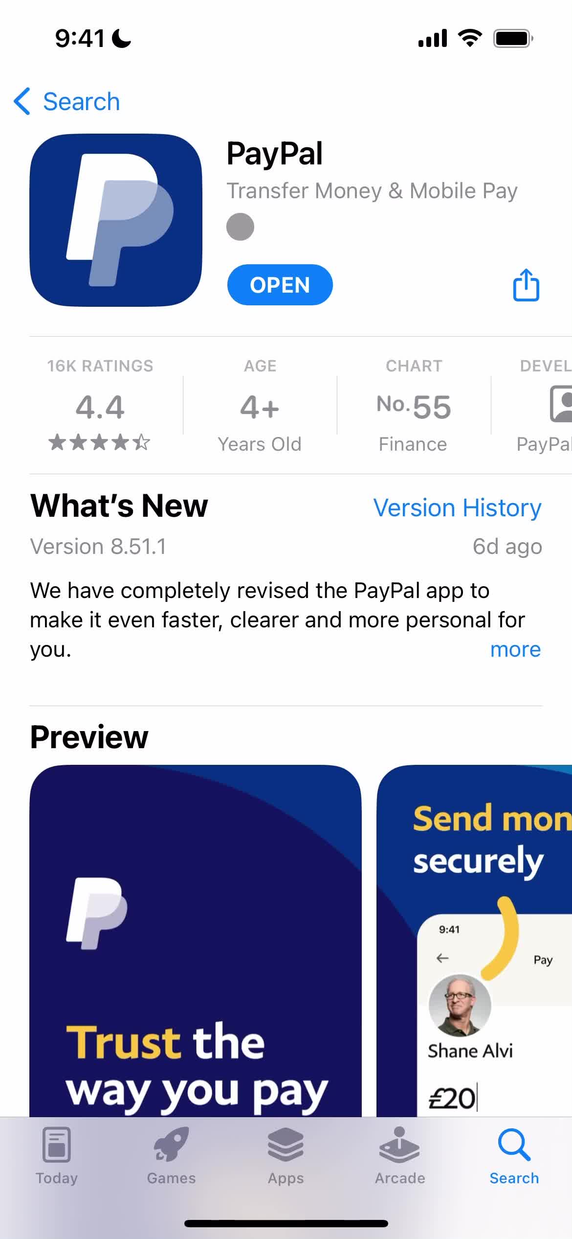 PayPal app store listing screenshot