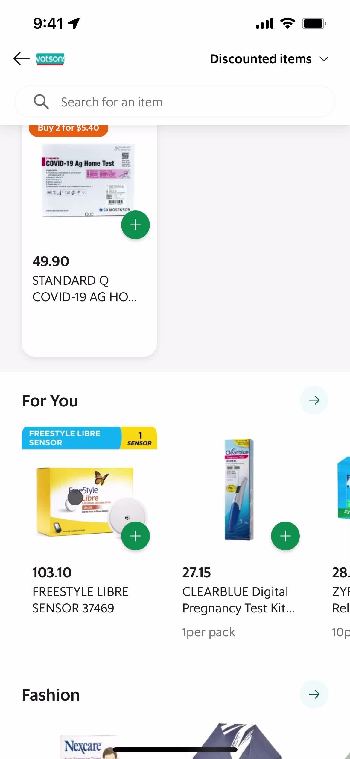 Ordering groceries screenshot