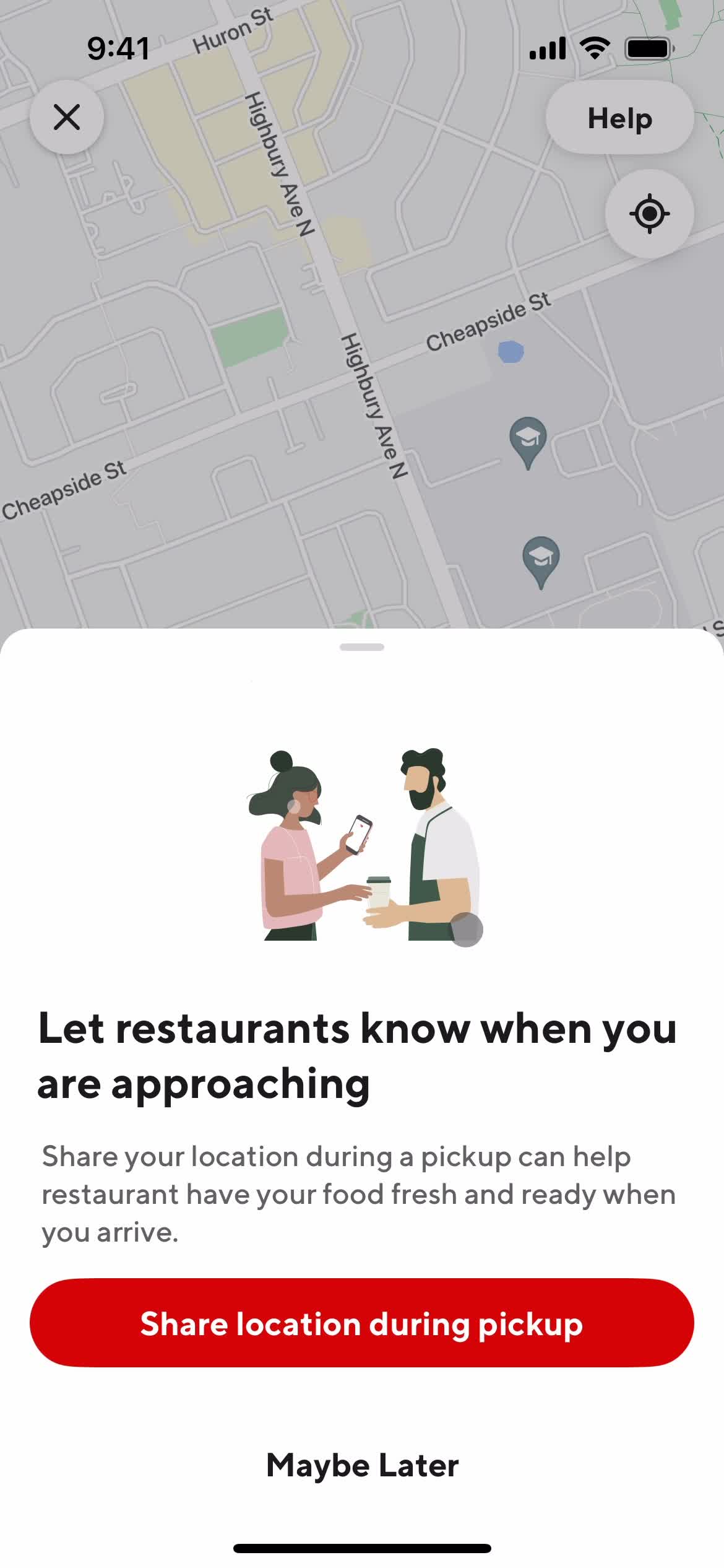 Ordering food screenshot