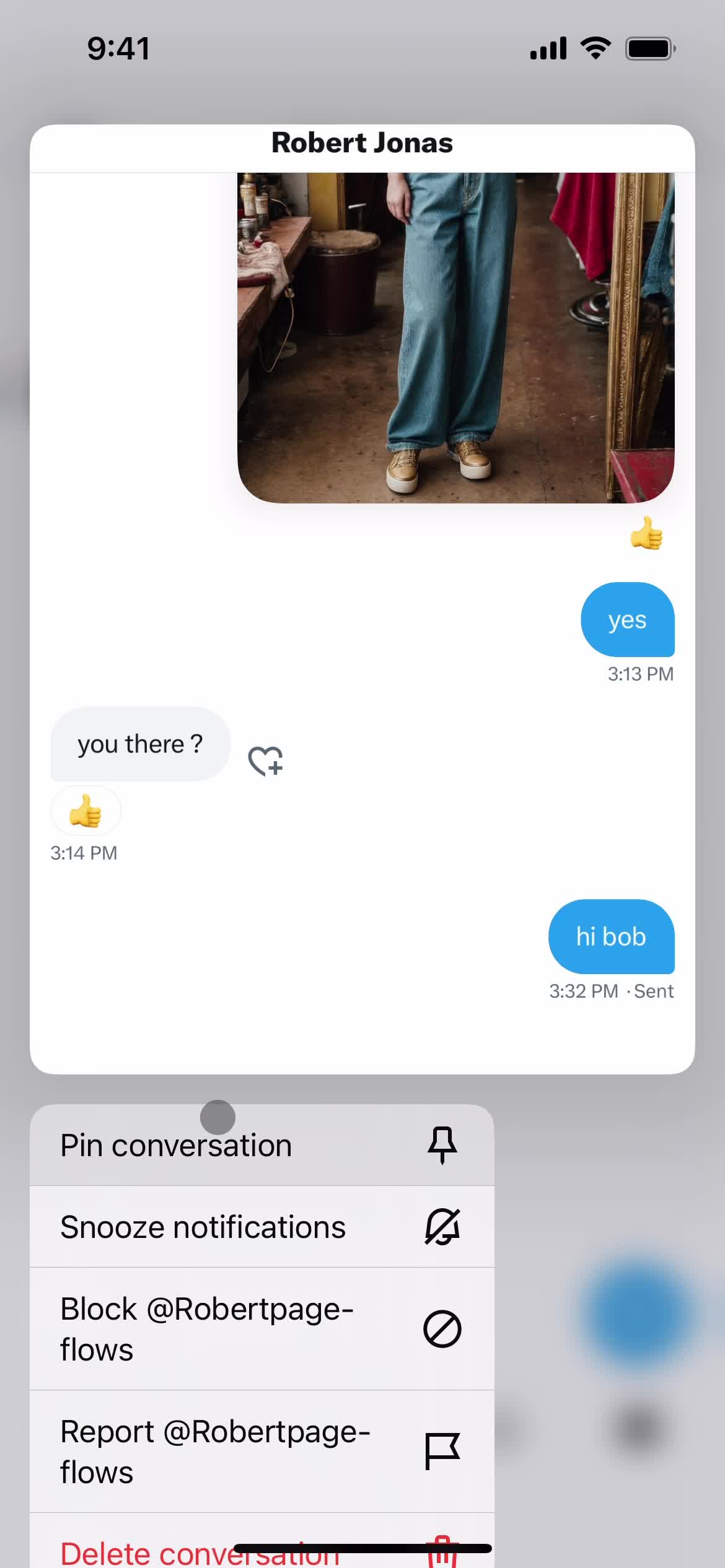 Pinning a conversation screenshot