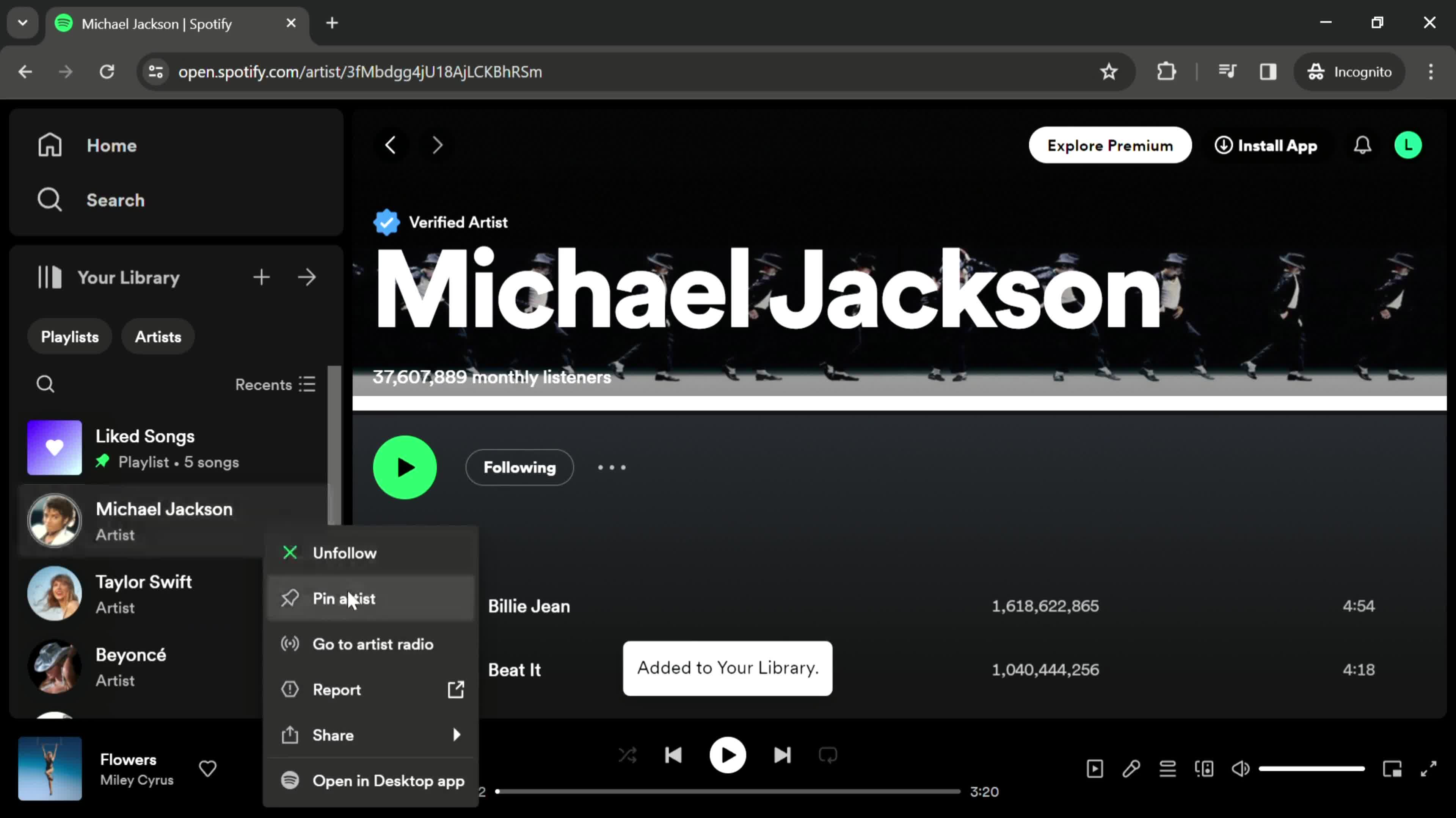 Pinning artist on Spotify video thumbnail