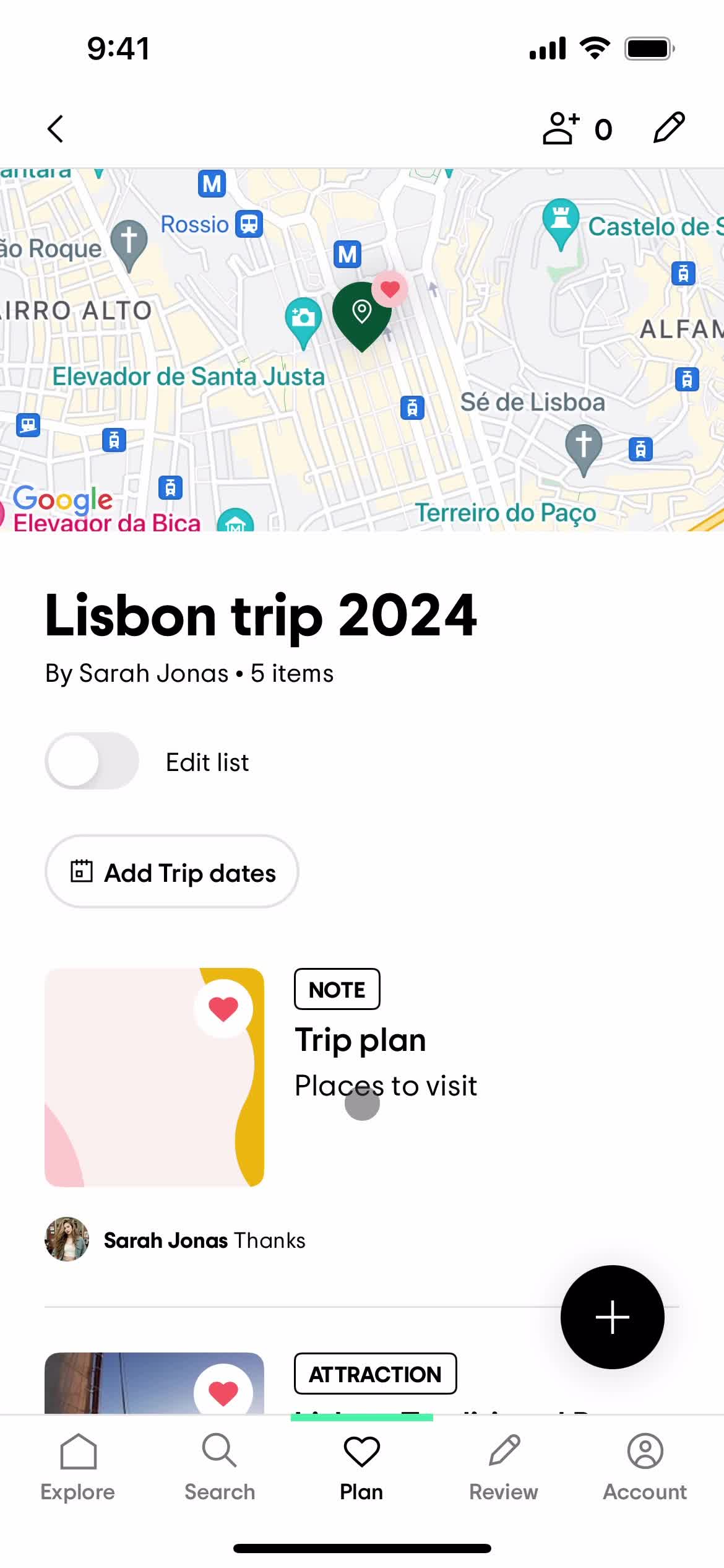 Planning a trip screenshot