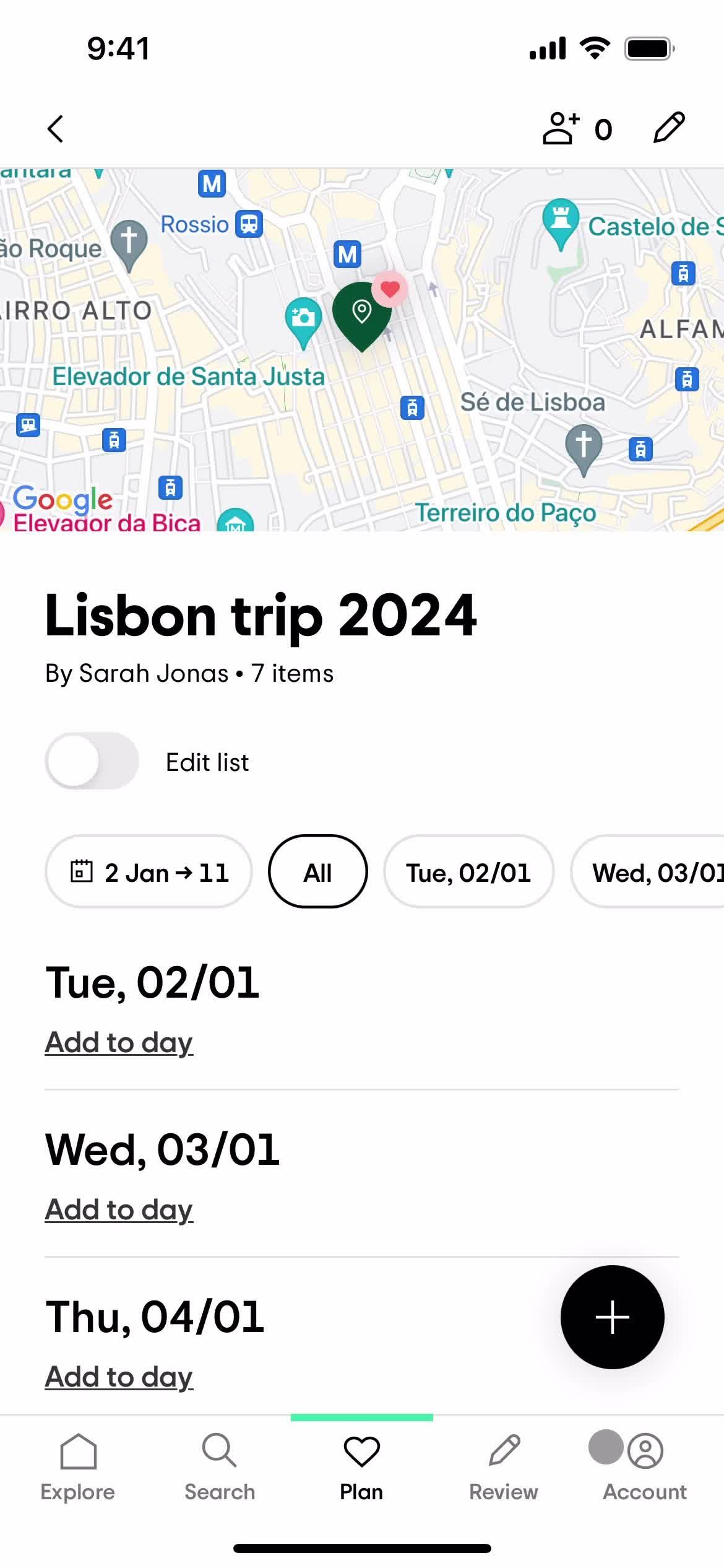 Planning a trip screenshot