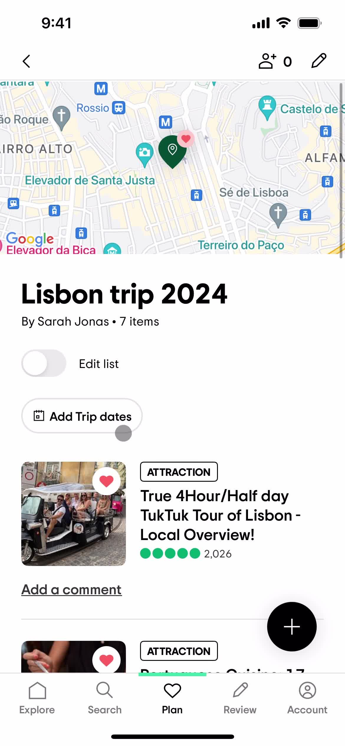 Planning a trip screenshot