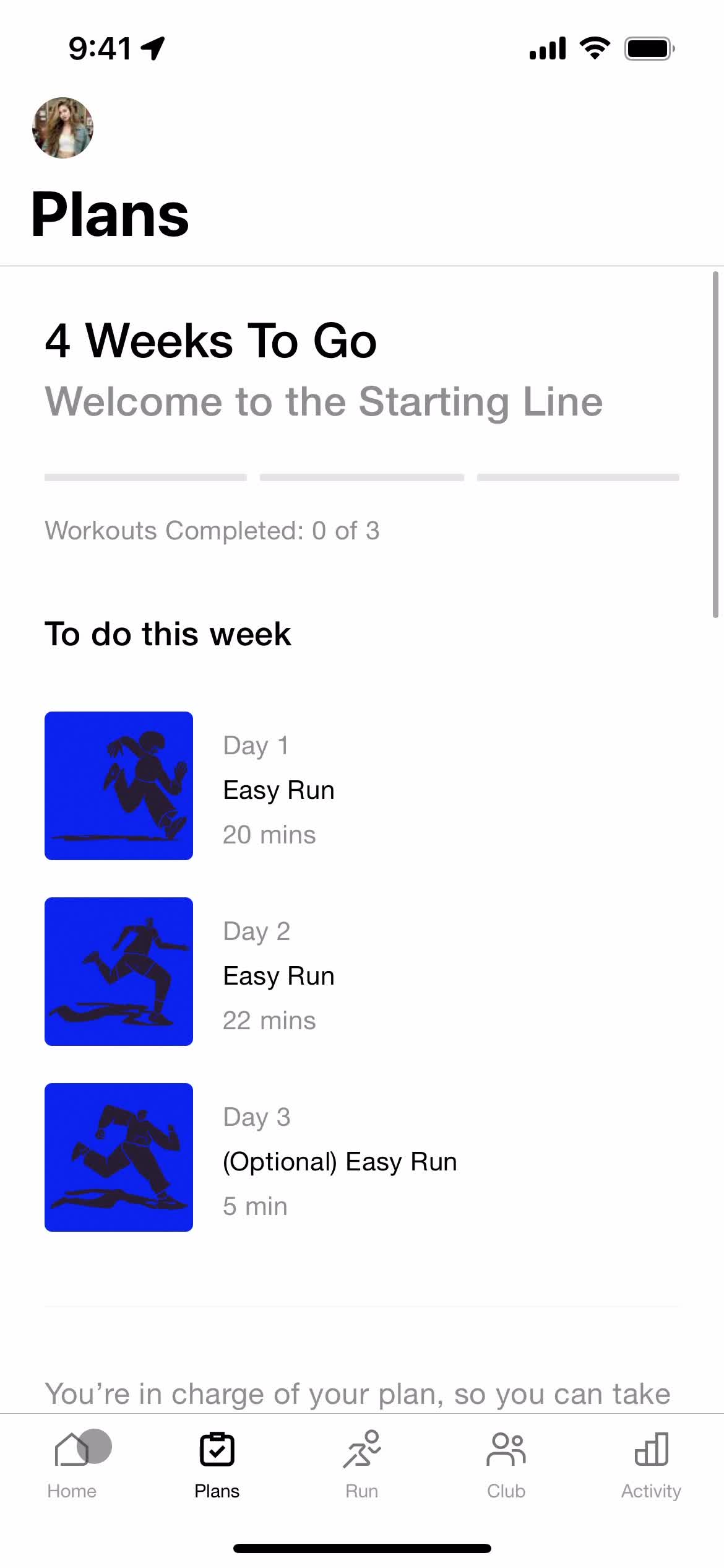 Training plans screenshot