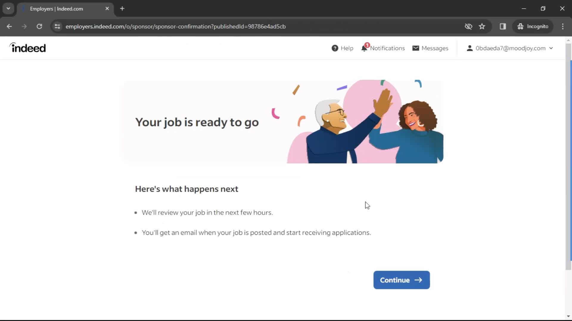 Creating a job post screenshot