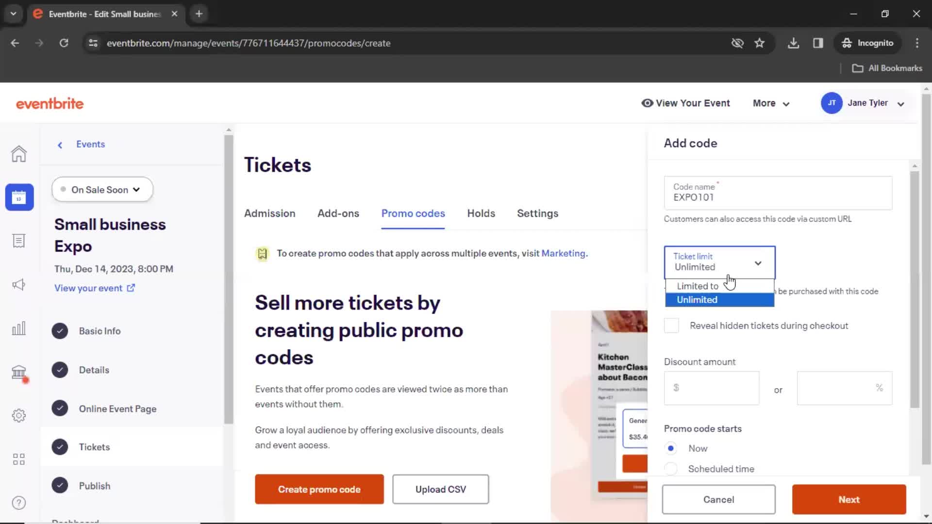 Creating promo codes on Eventbrite video thumbnail