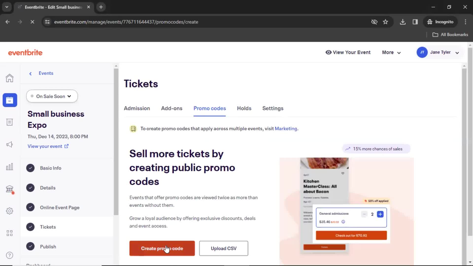 Creating promo codes on Eventbrite video thumbnail