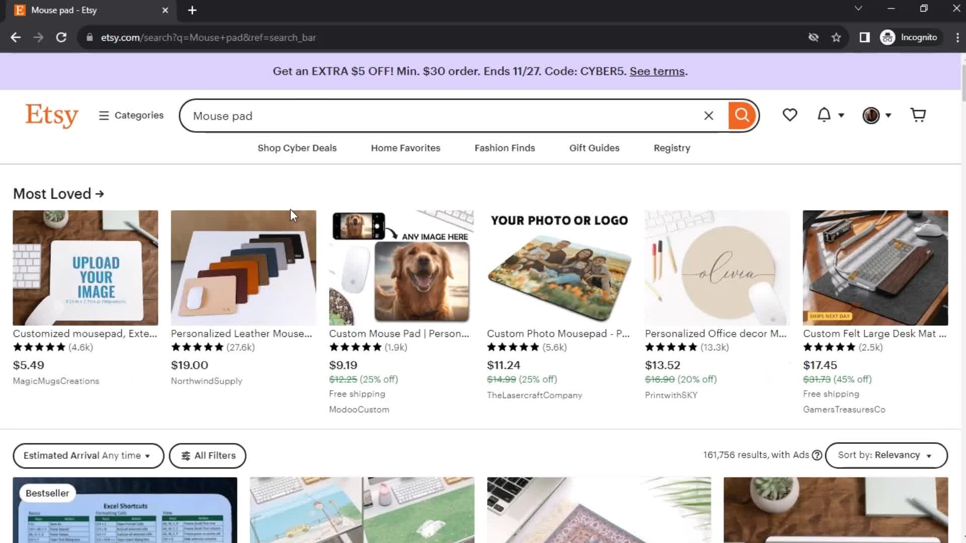 Etsy search results screenshot