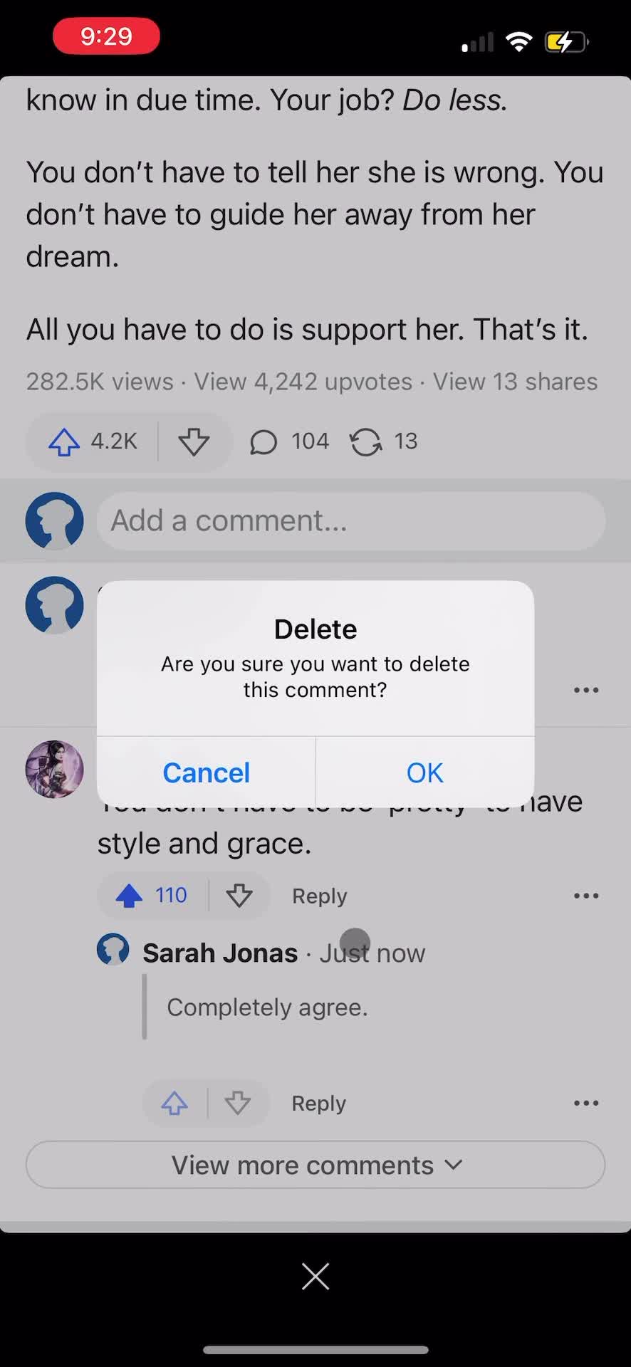 Commenting screenshot