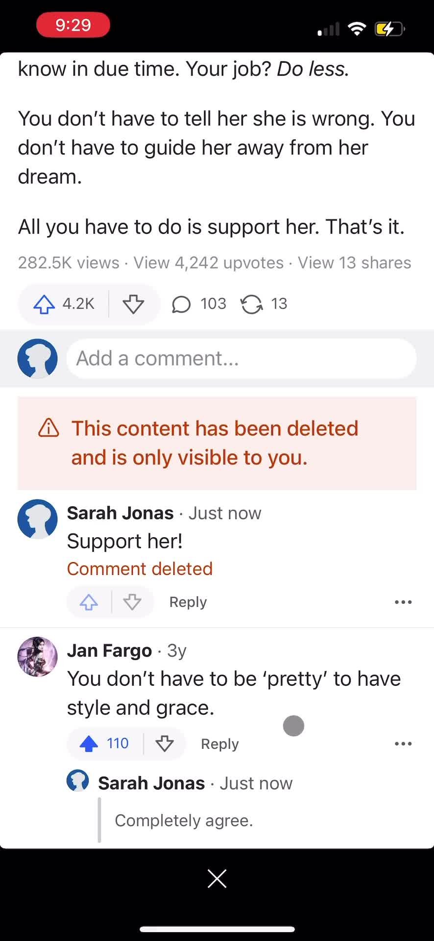 Commenting screenshot