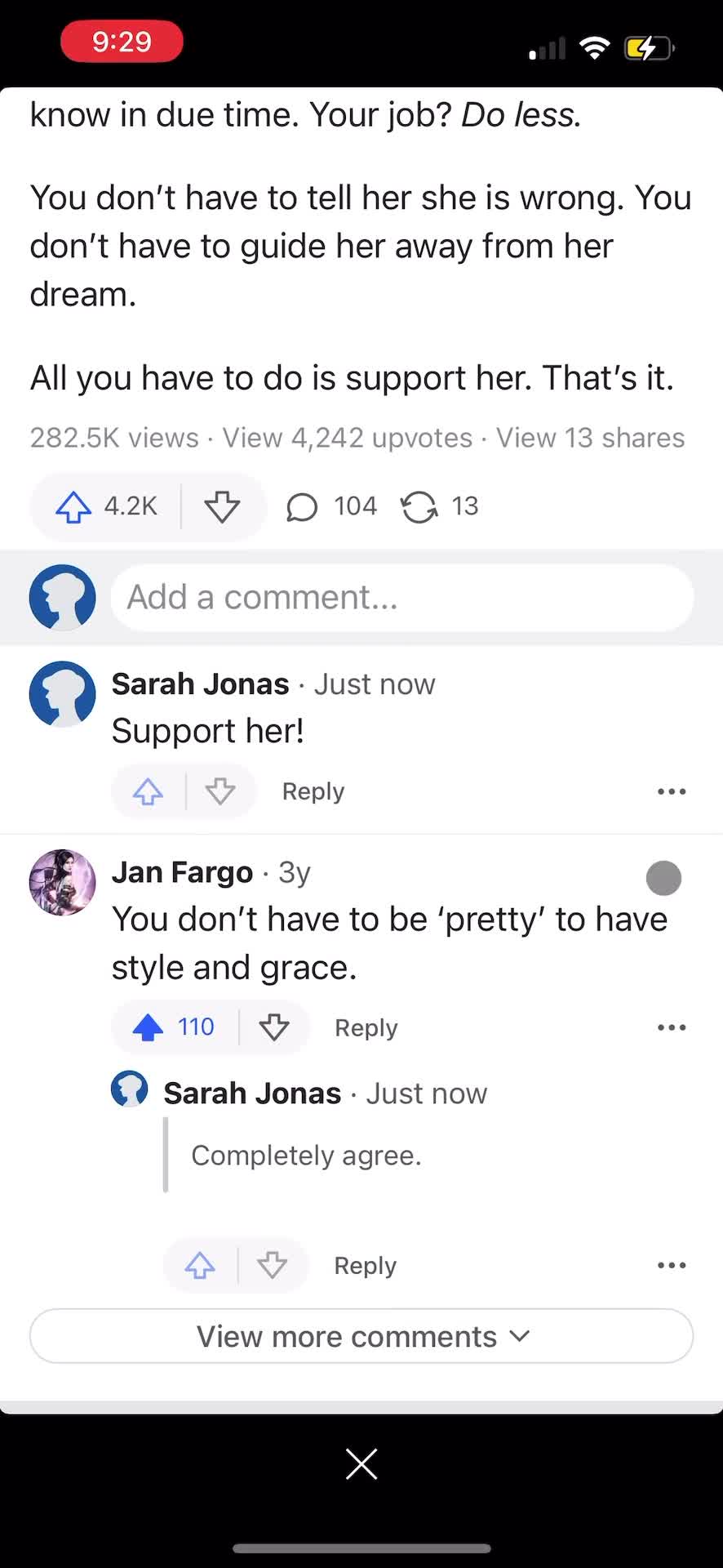 Commenting screenshot