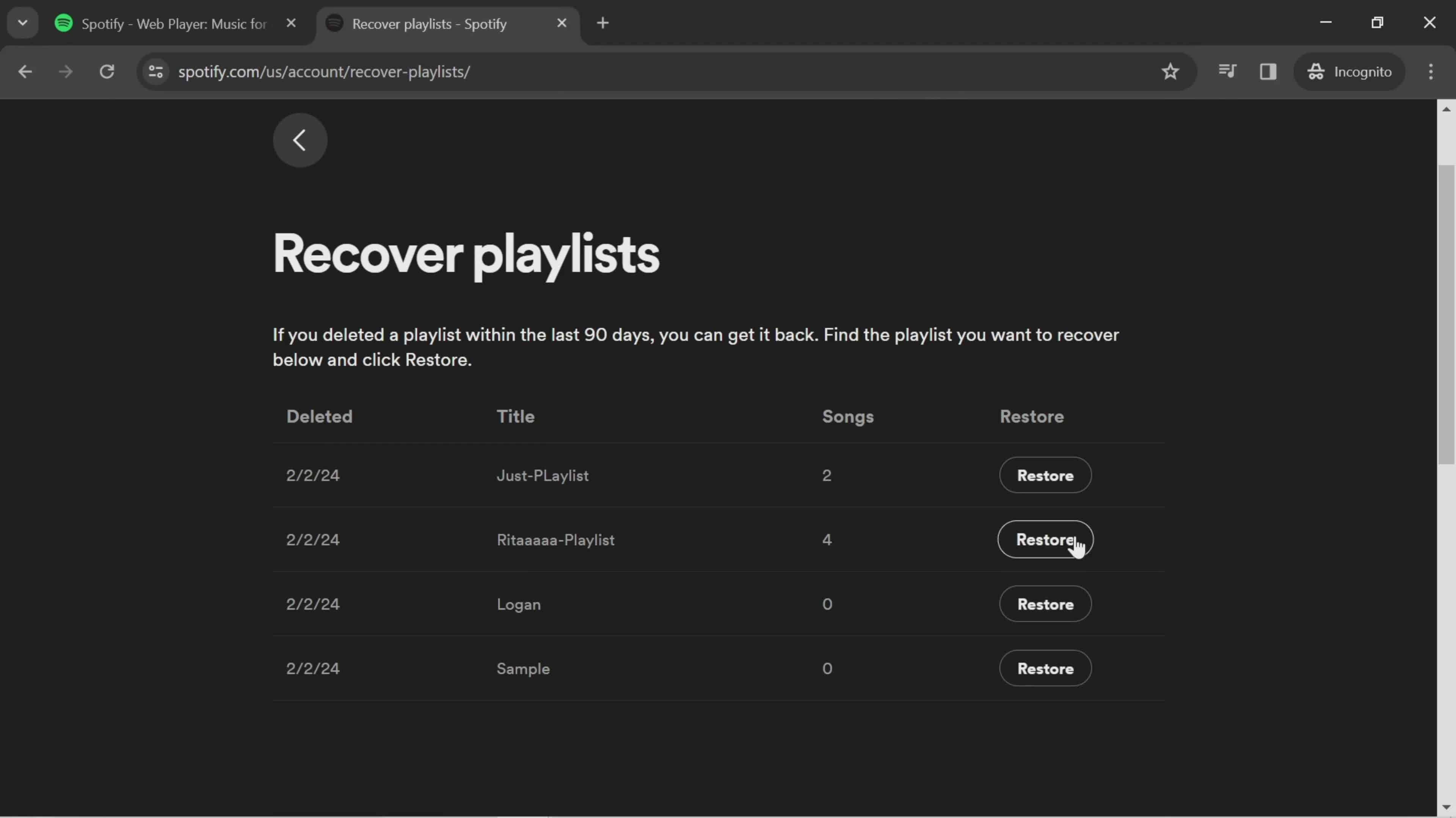 Recovering playlist on Spotify video thumbnail