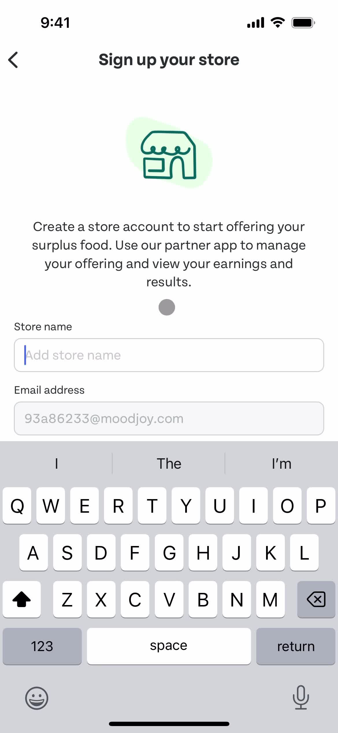 Business sign up screenshot