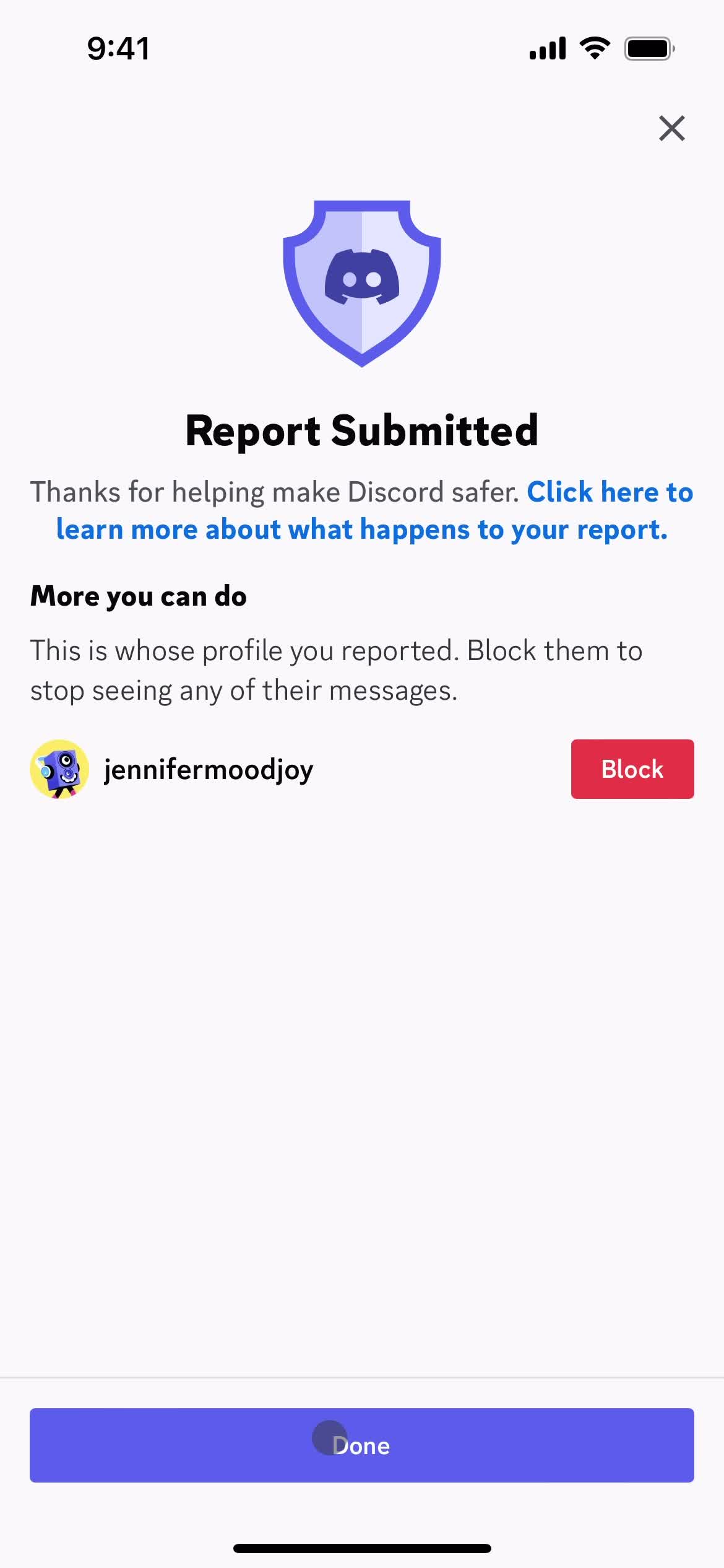 Reporting a user screenshot