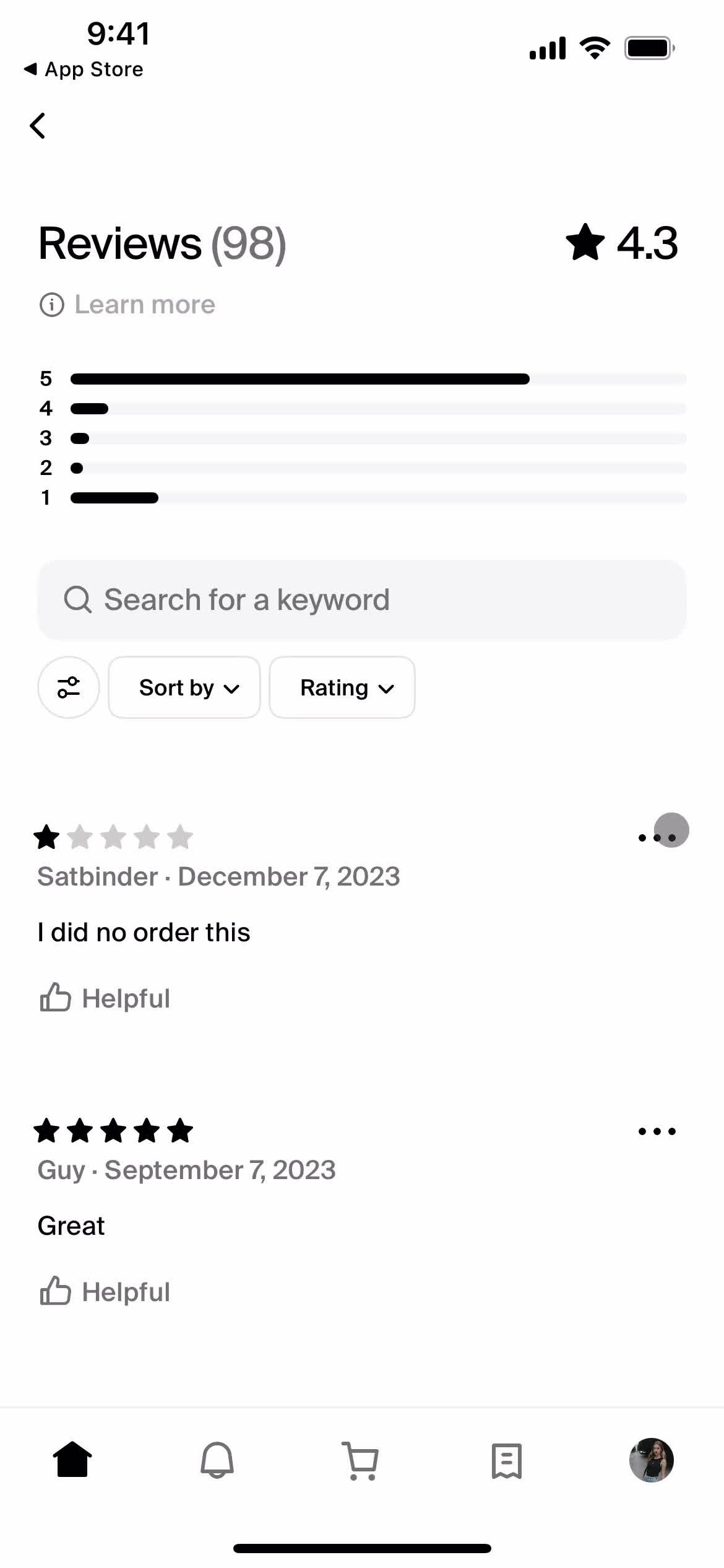 Reporting a review screenshot