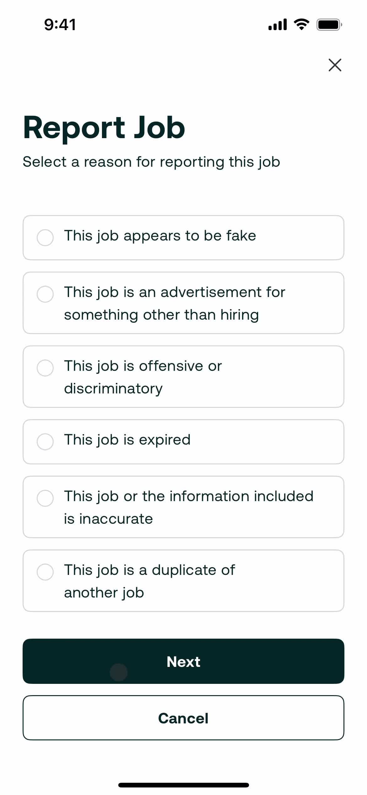 Reporting a job screenshot