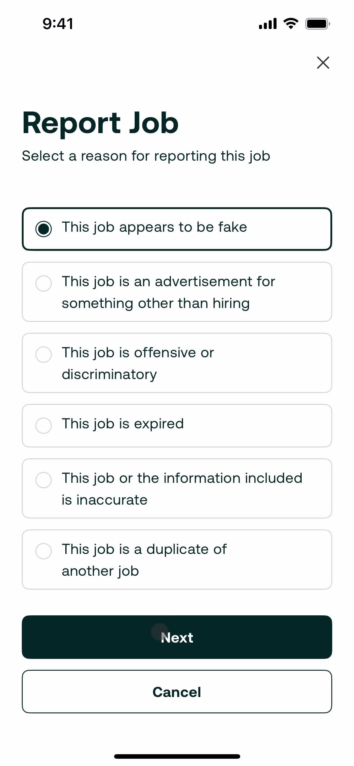 Reporting a job screenshot