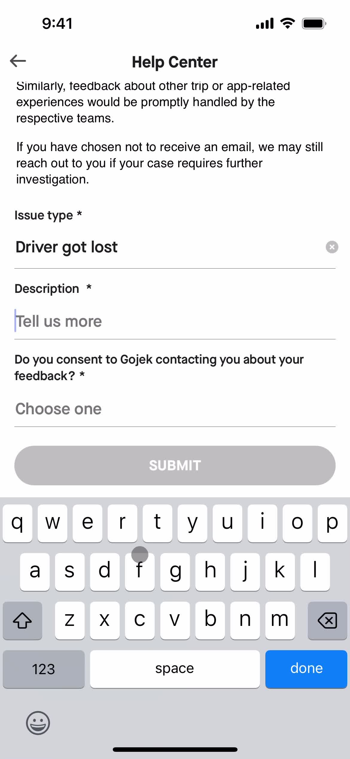 Reporting an issue on Gojek video thumbnail