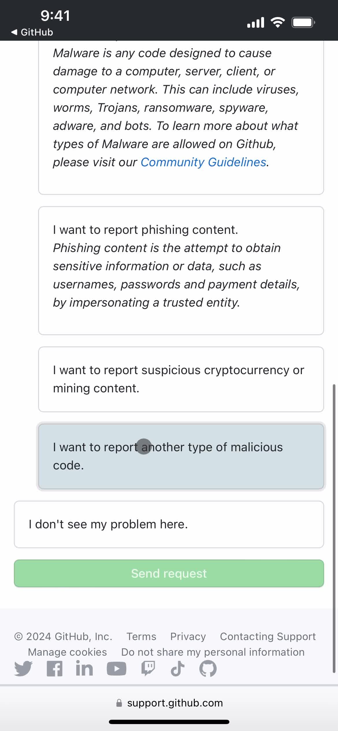 Reporting repositories screenshot