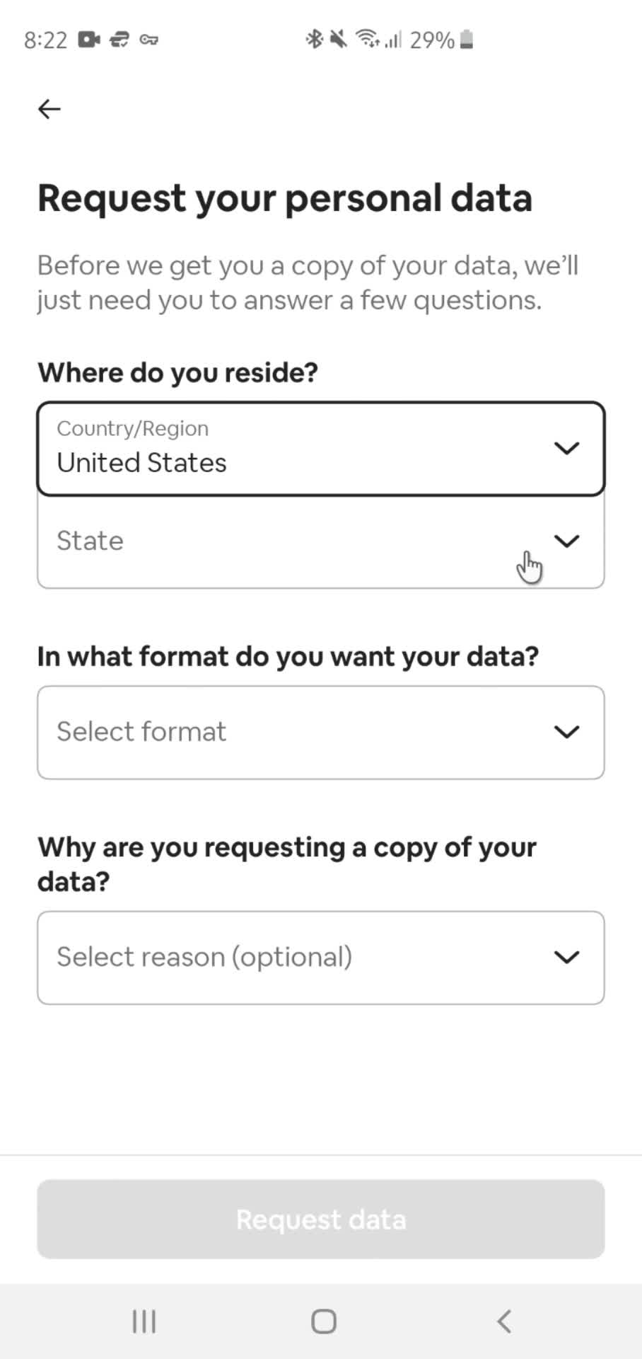 Downloading data screenshot